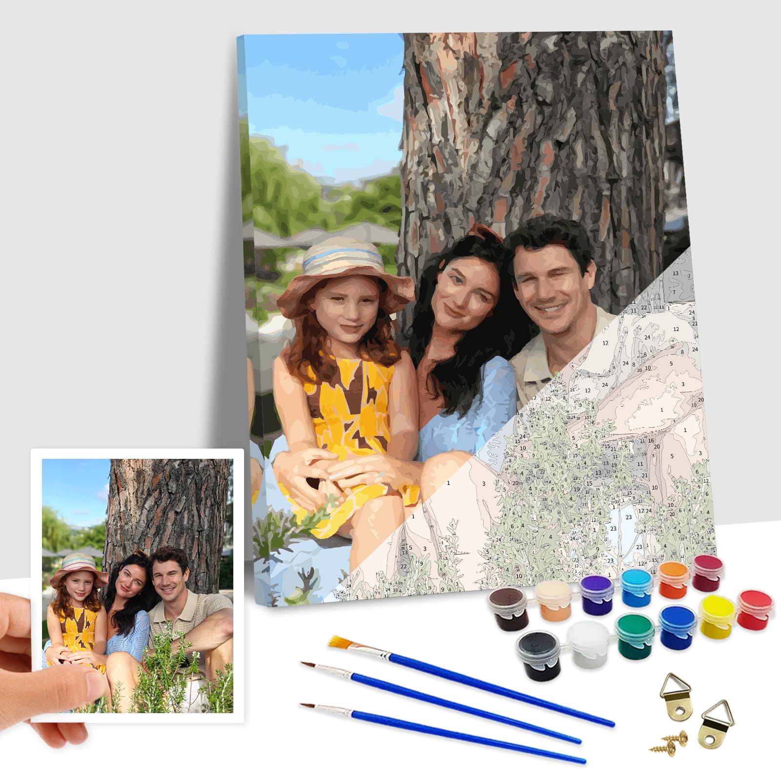 Takuno Personalised Paint by Numbers for Adults Canvas Personalised Photo with Frame Custom Painting by Numbers Kit Gifts for Home Wall Decor Valentines Birthday Children Partner Family Pets