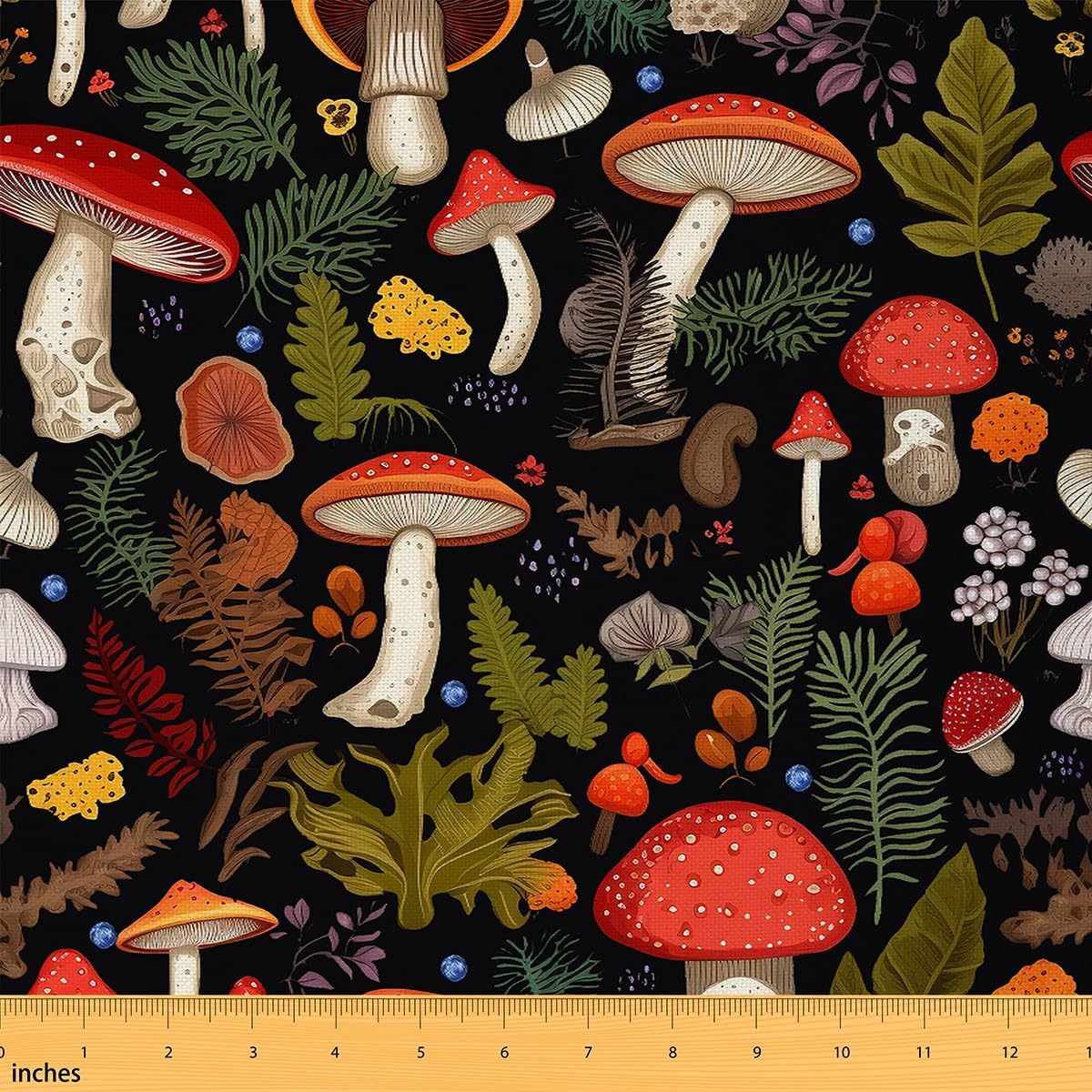 Mushroom Fabric by The Yard Watercolor Botanical Natural Leaves Fabric for Kids Sewing Supplies Cute Wild Jungle Plants Rustic Style Fabric for Room Decor and DIY Upholstery 1 Yard โ image 1