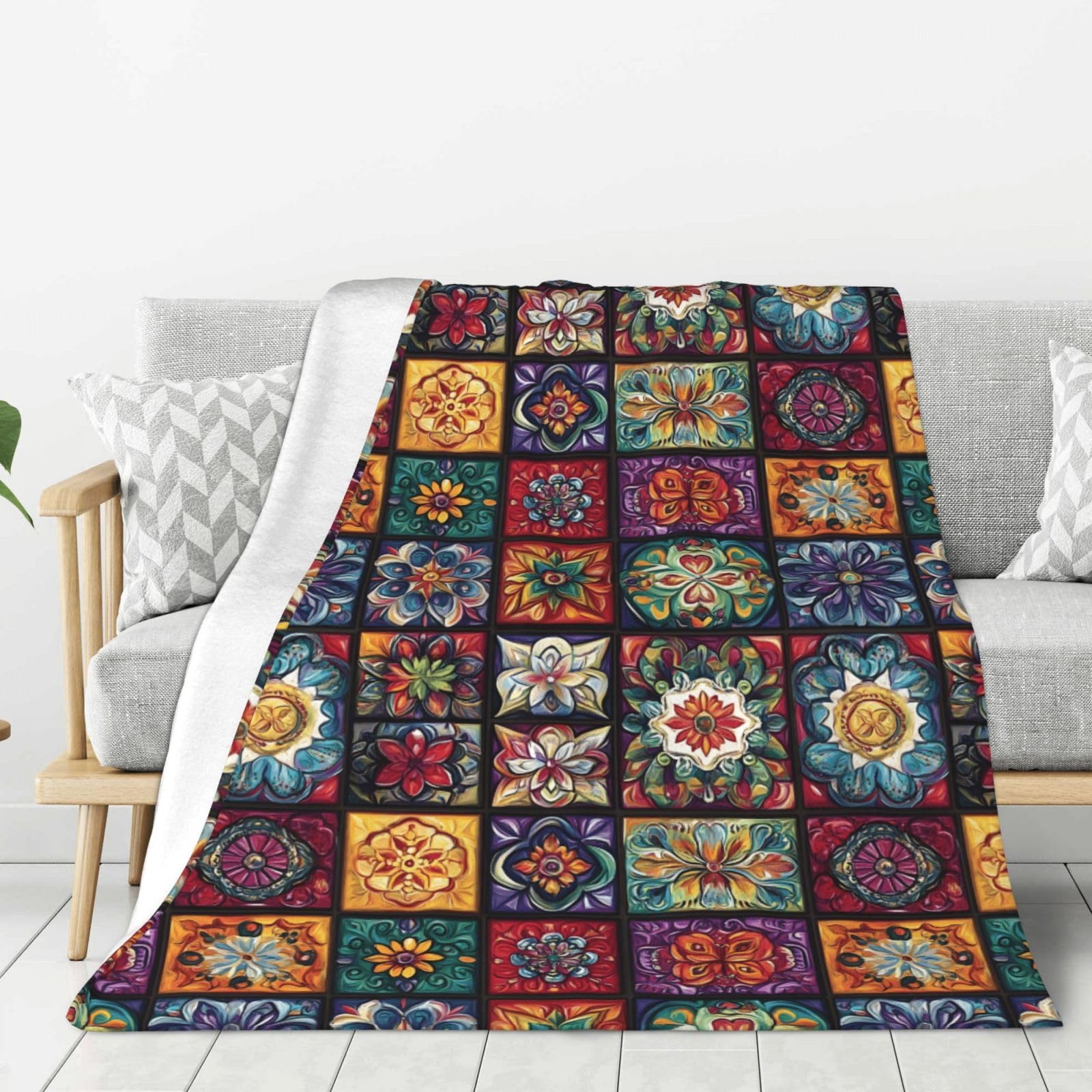 Couverture canapé et lit imprimé floral pour camping et voyage
