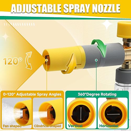 Miniatura 5 de JOEJET Pistola de lavado a presión con mini cañón de espuma con conector doble, pistola rociadora de interruptor de doble propósito con 5 puntas