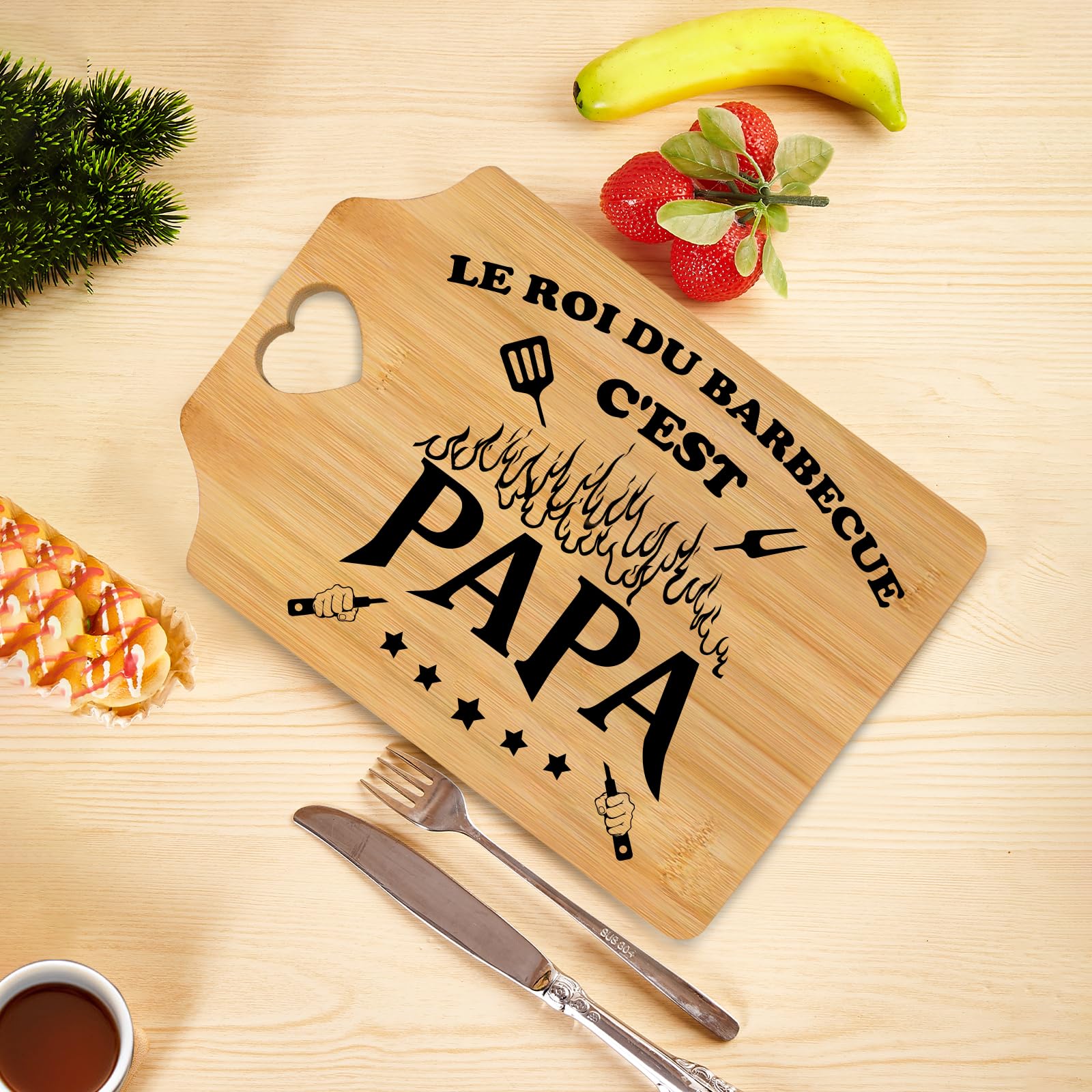 Planche à découper en bambou Cadeau pour Papa Fête des Pères Noël