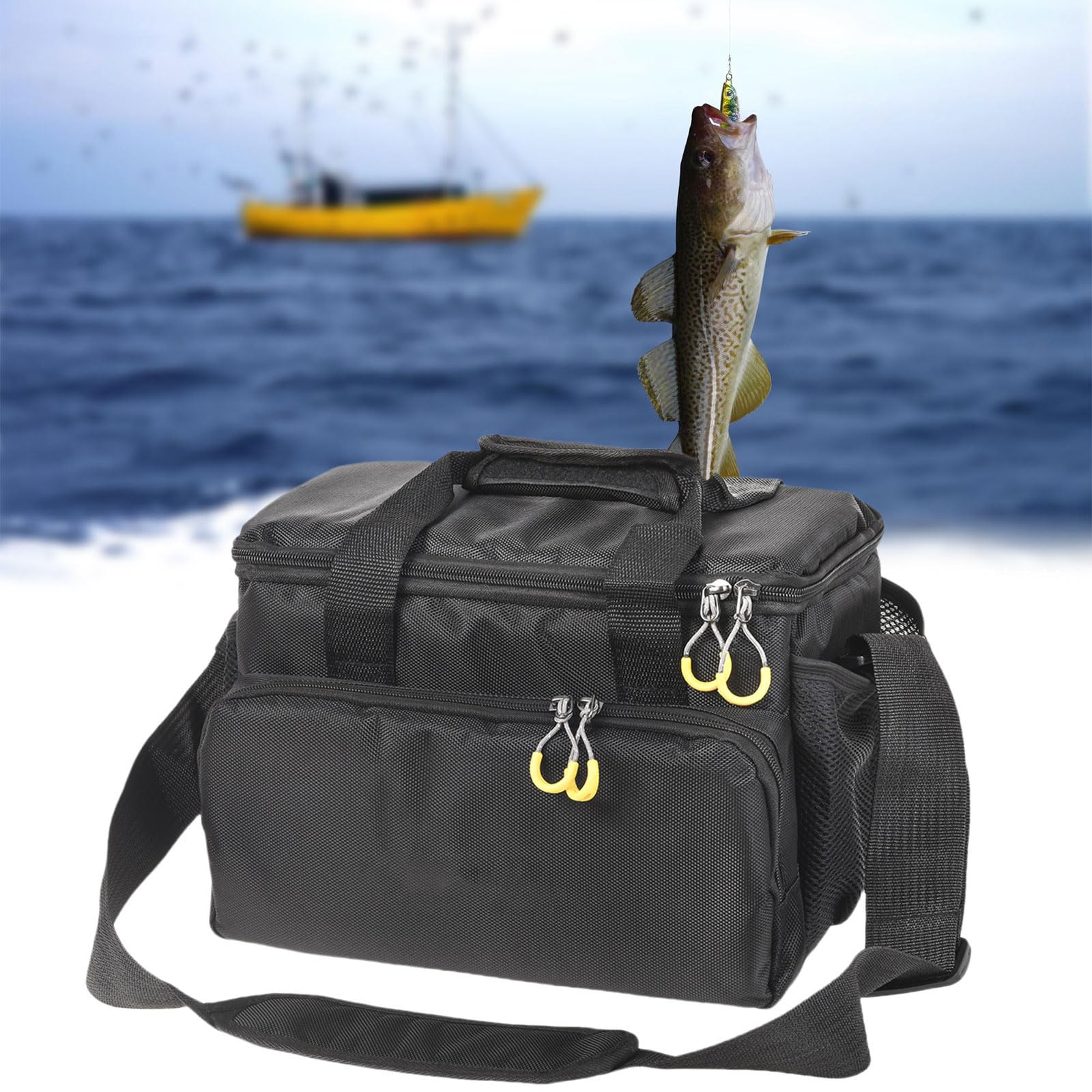 Sac de pêche imperméable de grande capacité pour matériel de pêche, sacs à dos pour leurres en plein air, sac de transport, poches durables, portables, multipoches, épaules de pêche