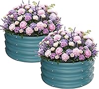 Vista 25 de ZXZYHFTY Kit de cama de jardín elevada galvanizada redonda, caja de maceta elevada negra para jardín, macetas elevadas redondas de metal grandes
