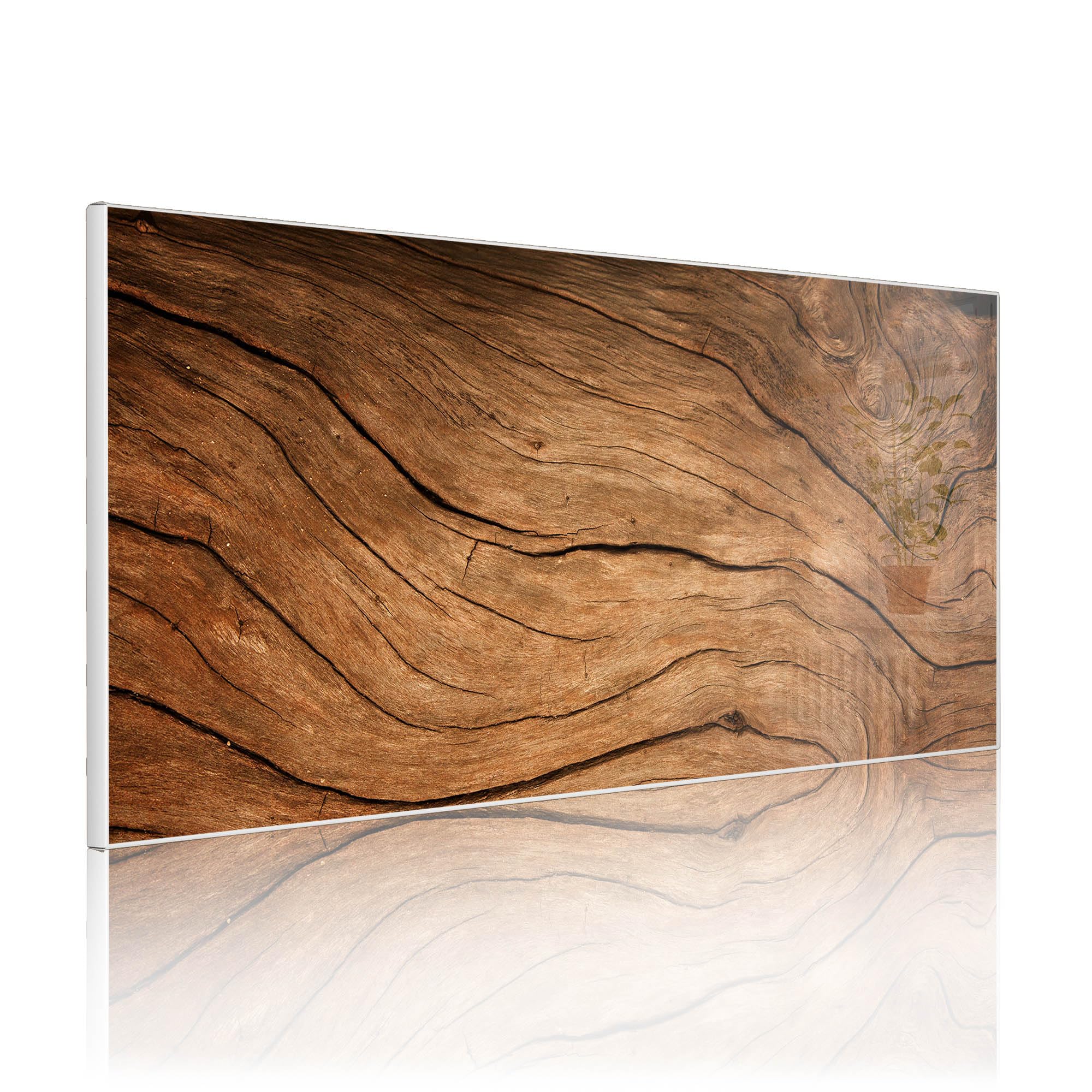 banjado Magnettafel Metall 78 x 37cm - beschreibbare Magnettafel - Metall Pinnwand als Memoboard - Magnetwand Küche, Büro, Kinderzimmer Weiß inkl. 4 Magnete & Montageset - Motiv Trockenes Holz