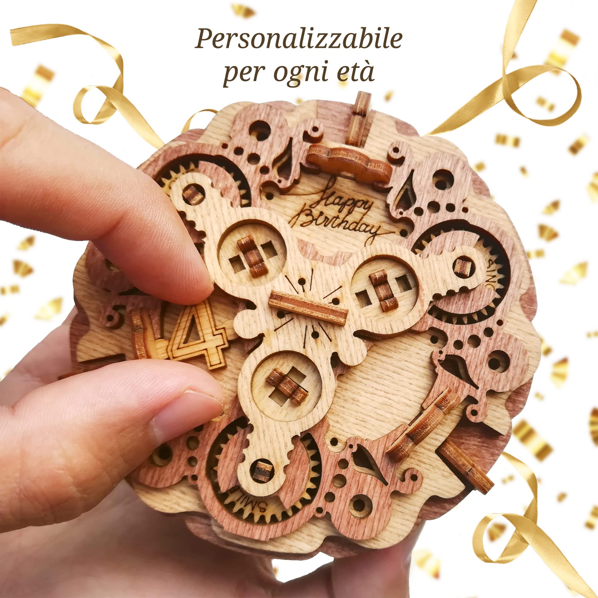 iDventure Happy Birthday scatola regalo - Personalizzato regalo di compleanno - Scatola di legno per soldi - puzzle 3D - regali per lei - scatola rompicapo - regalo fidanzato - puzzle rompicapo adulti