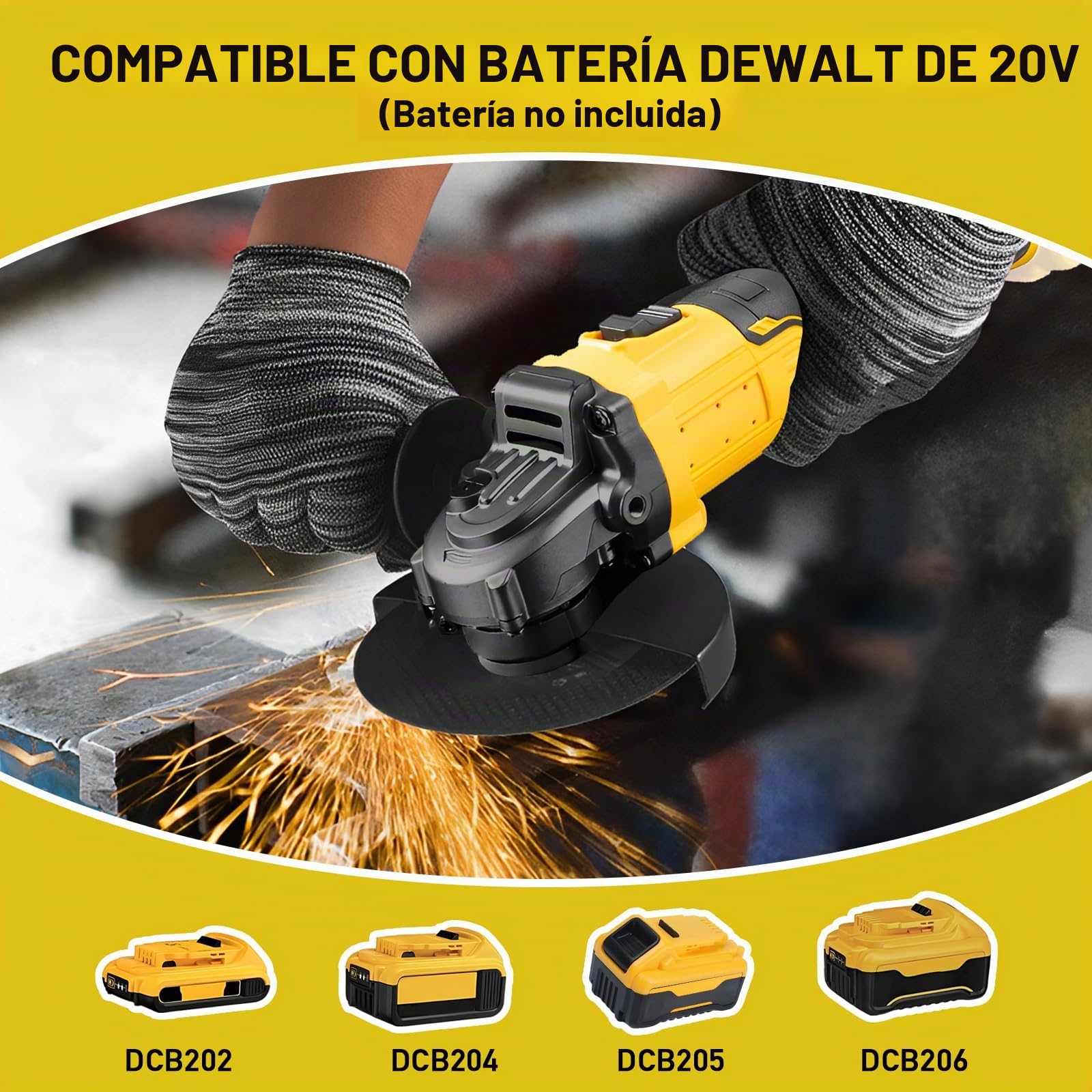 Amoladora Angular a Eléctrica Compatible con DeWalt 20V Batería