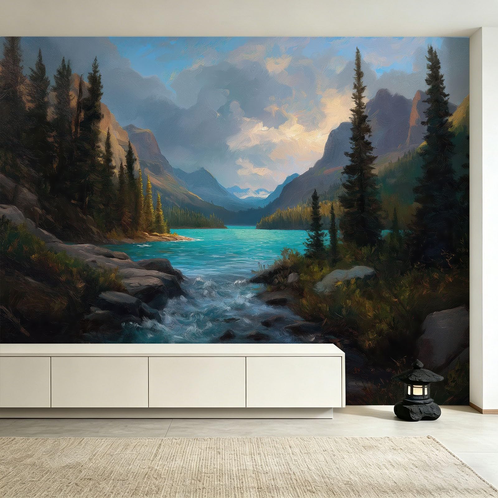 Fototapeta – naturalny krajobraz 300 x 210 cm (szer. x wys.) – klej nie wchodzi w zakres dostawy – kuchnia, sypialnia, salon, nowoczesna pionowa tapeta ścienna, tapeta z włókniny, lasy sosnowe