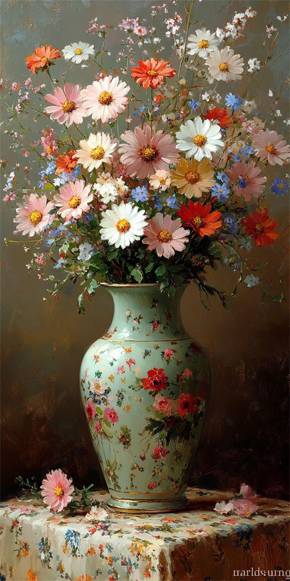 Dipingere con i Numeri, Dipingi con i Numeri per Adulti fiore vaso kit Pittura Fai-da-Te, con 3 Pennelli e Vernice Acrilica, Hobby Creativi Adulti, Decor Regalo 70x140cm (Senza Cornice) z0z-232
