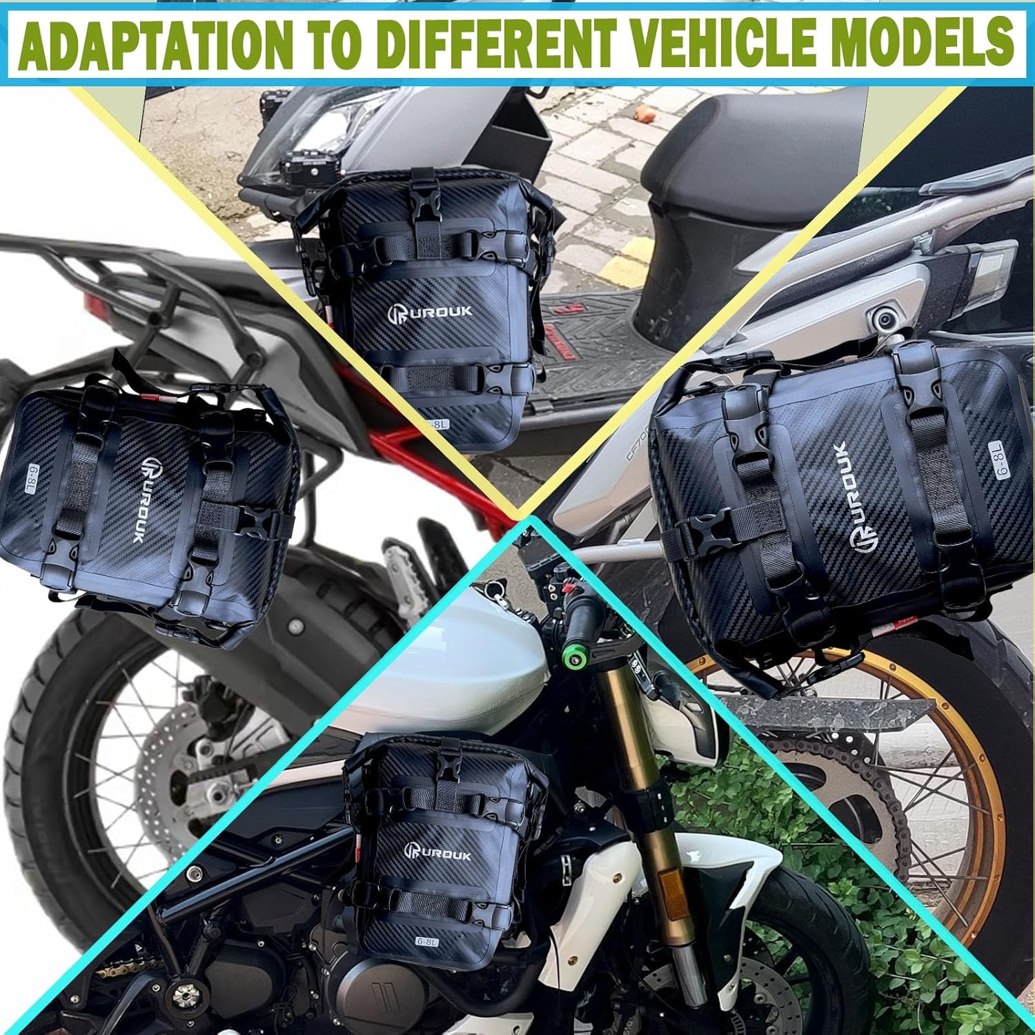 6–8L Waterproof Motorcycle Crash Bar Bag with Shoulder Strap – Bumper Bag Moto Saddle Side Bag Durable PVC Storage for Bumper, Frame & Rear Mounting