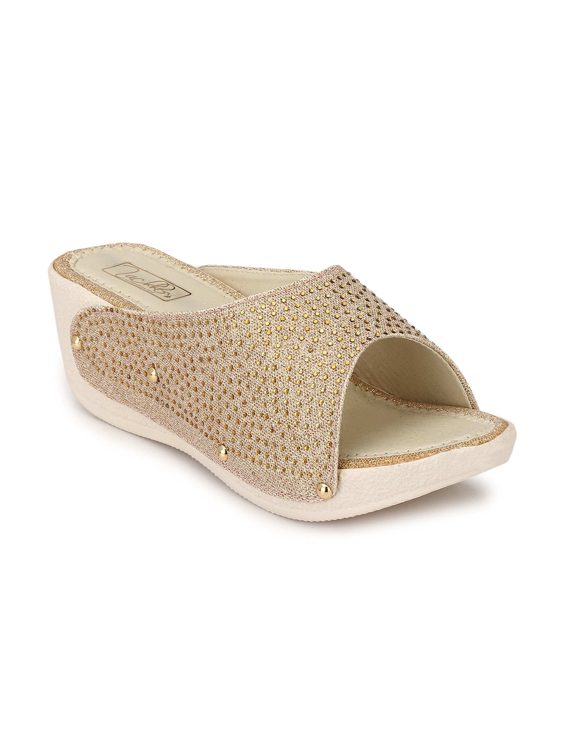 Zachho Copper Imported Fabric with Glitters Airmix 2 Slip On Wedges