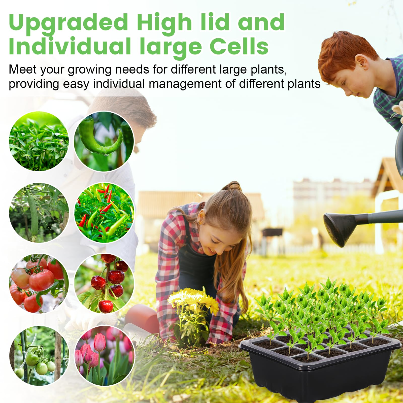 Vassoi per semi,10 Pack 120 Celle Propagator Growing Addensano i Vassoi,Propagator con Coperchi Rialzati,Vassoi Semina,Kit di vassoi di coltivazione di semi di piante riutilizzabili