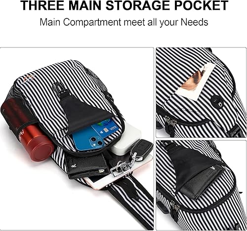 Miniatura 6 de Lumesner Mochila cruzada con puerto de carga USB, bolsa de hombro de senderismo, bolsa de pecho para senderismo, caminata, viajes