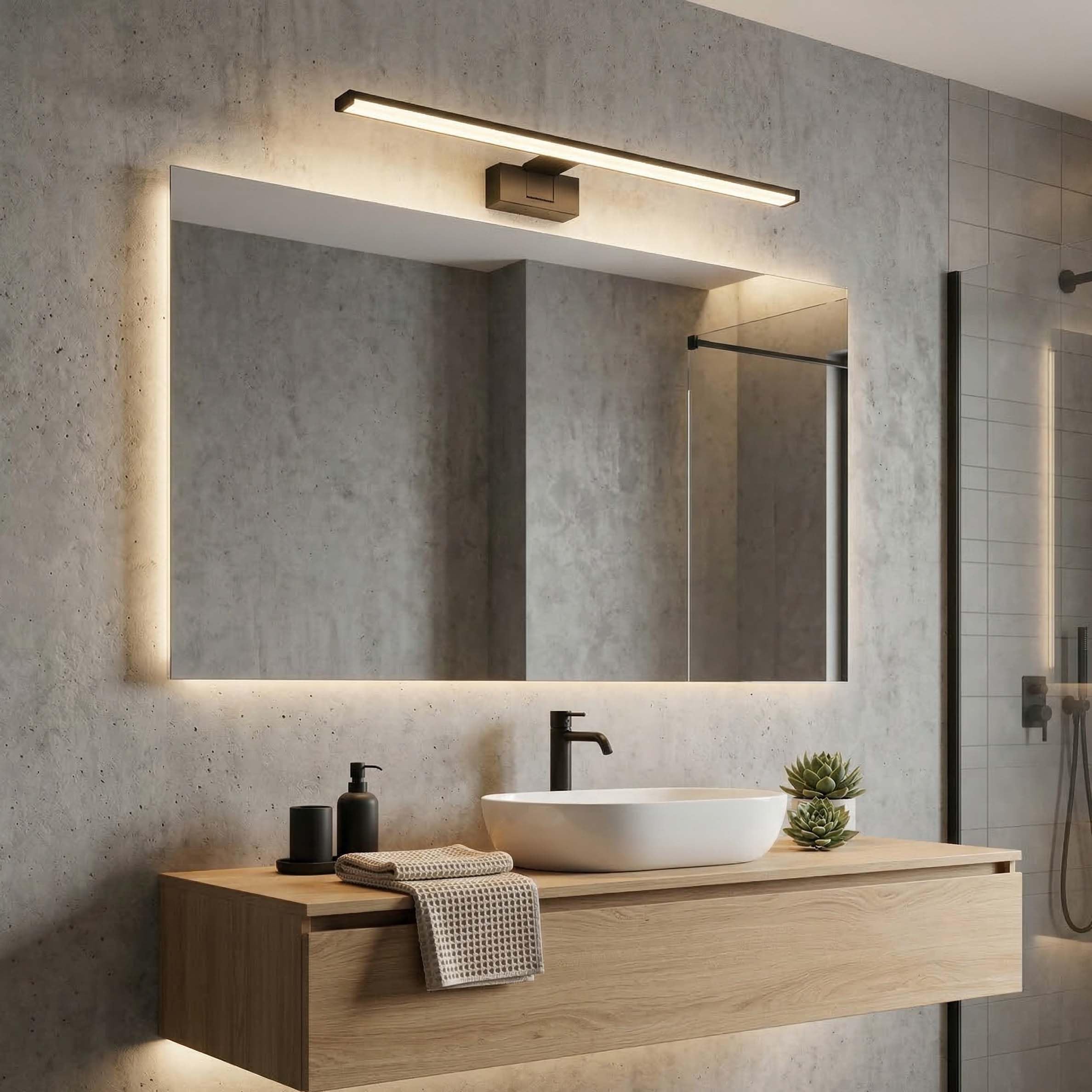 Lampa łazienkowa LL WALL LAMP 15W czarna kinkiet nad lustro 80cm IP44 LED