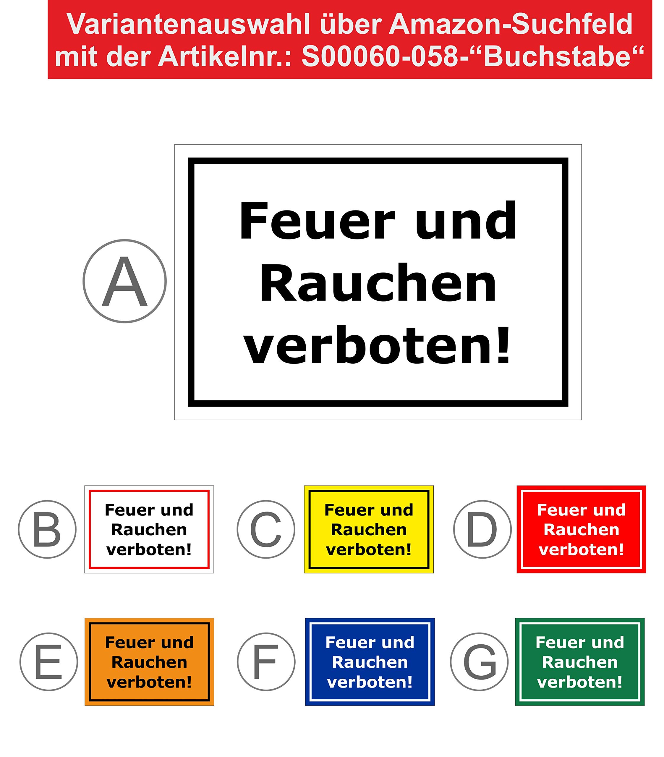 Schild Feuer und Rauchen verboten – 60x40 cm – 3mm Aluverbund – Bohrlöcher – mehrere Größen/Materialien