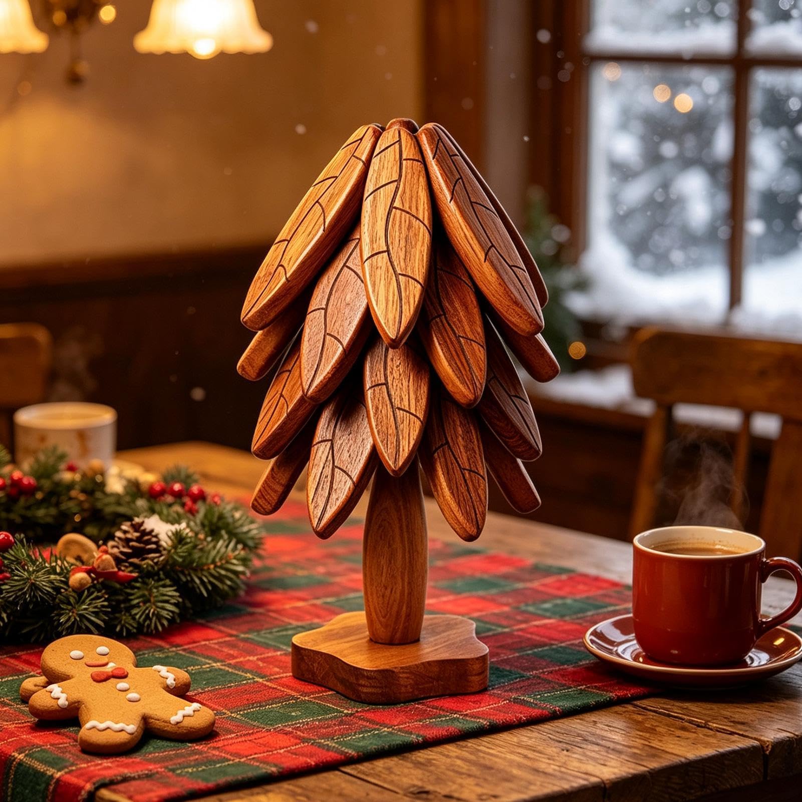 Lot de 4 dessous de plat en bois de sapin antidérapants, isolants