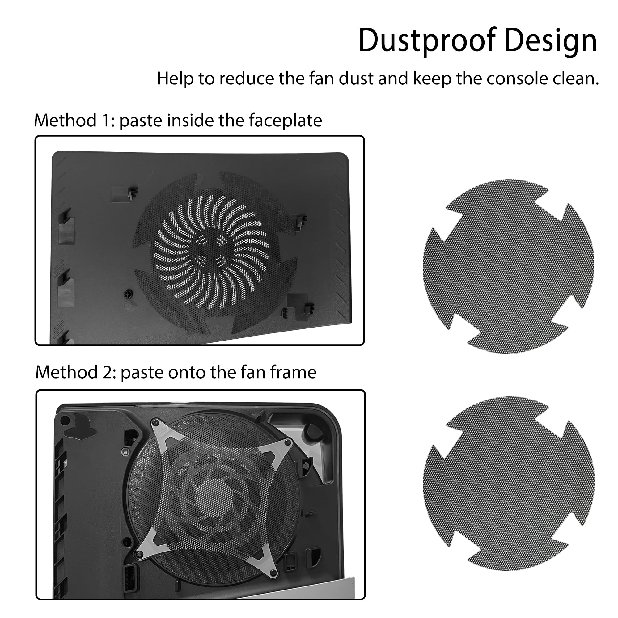 Faceplate für P5 Pro Disc Edition mit RGB-Lichtstreifen und Staubfilter mit Kühlungsöffnungen DOBEWINGDELOU 400+ Effekte LED-Lichtring Konsole Faceplate Abdeckung DIY Dekoration Kit Zubehör Schwarz