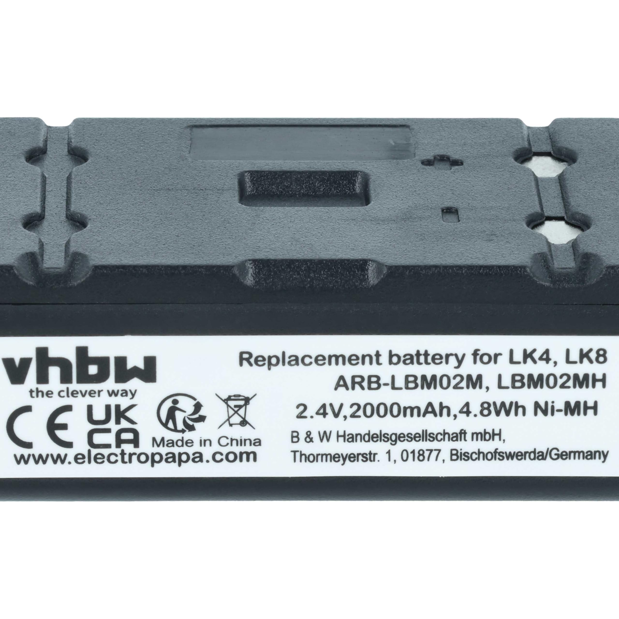 vhbw 5X batería reemplaza Autec ARB-LBM02M, LBM02MH para Mando a Distancia, Control Remoto (2000 mAh, 2,4 V, NiMH)