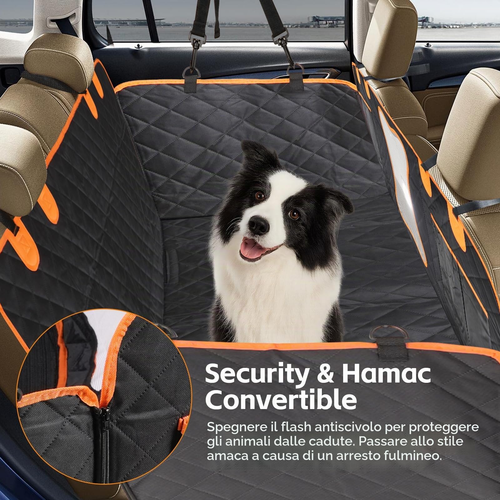 Coprisedile Auto per Cani,Telo Auto per Cani con Protezione Laterale,Coperta per cani per auto,Estensore per Sedile Posteriore per Cani,Telo Cane Auto Sedili Posteriori,Impermeabile Antiscivolo