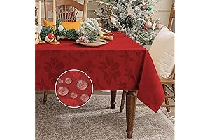 Softalker Christmas Rectangle Jacquard Tablecloth with Red Flower