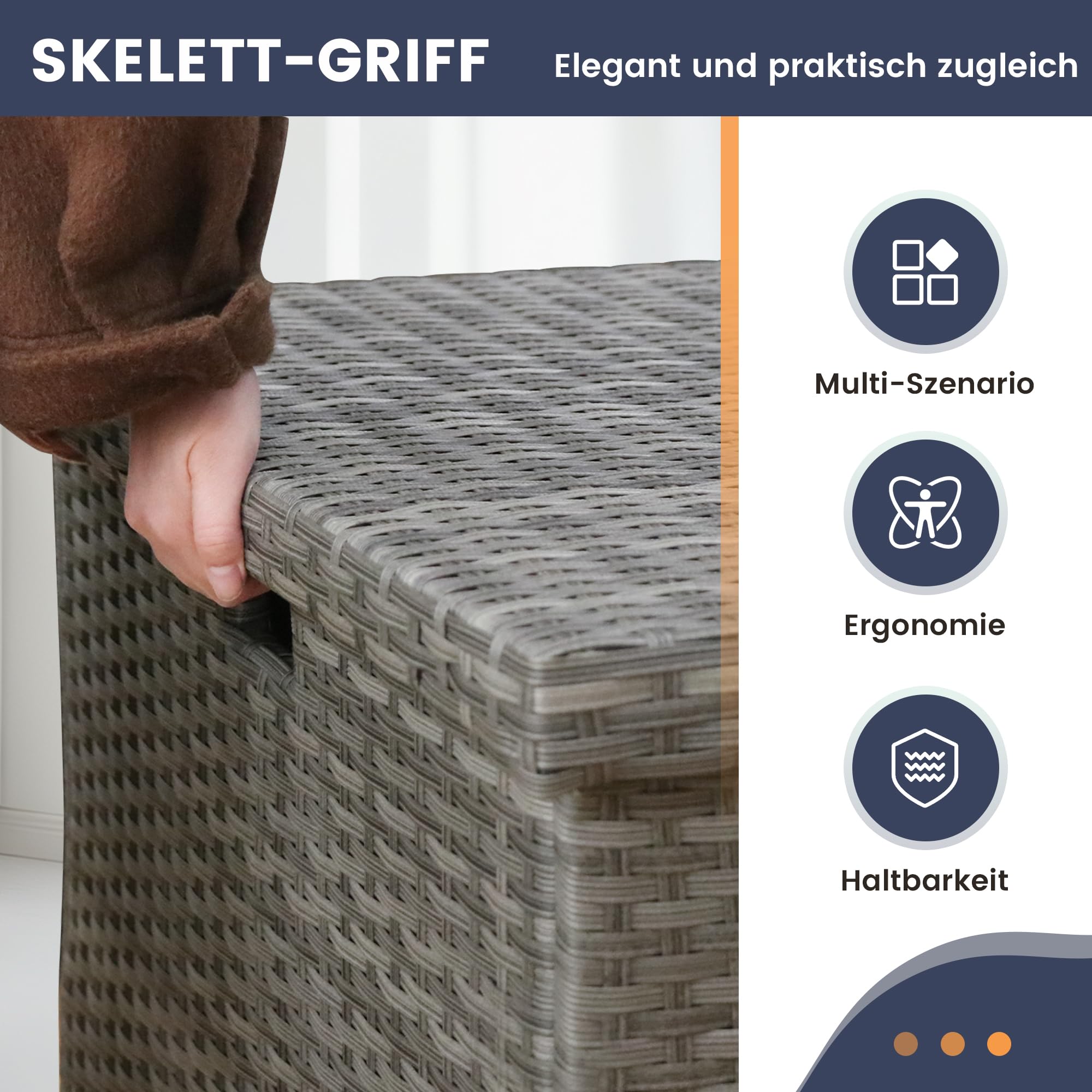 UDPATIO Gartenbox Wasserdicht 650L, Aufbewahrungsbox Garten XXL, Auflagenbox Wetterfest, Kissenbox Outdoor mit Deckel, Gasdruckfedern, ideal für Garten, Terrasse & Balkon | Braun