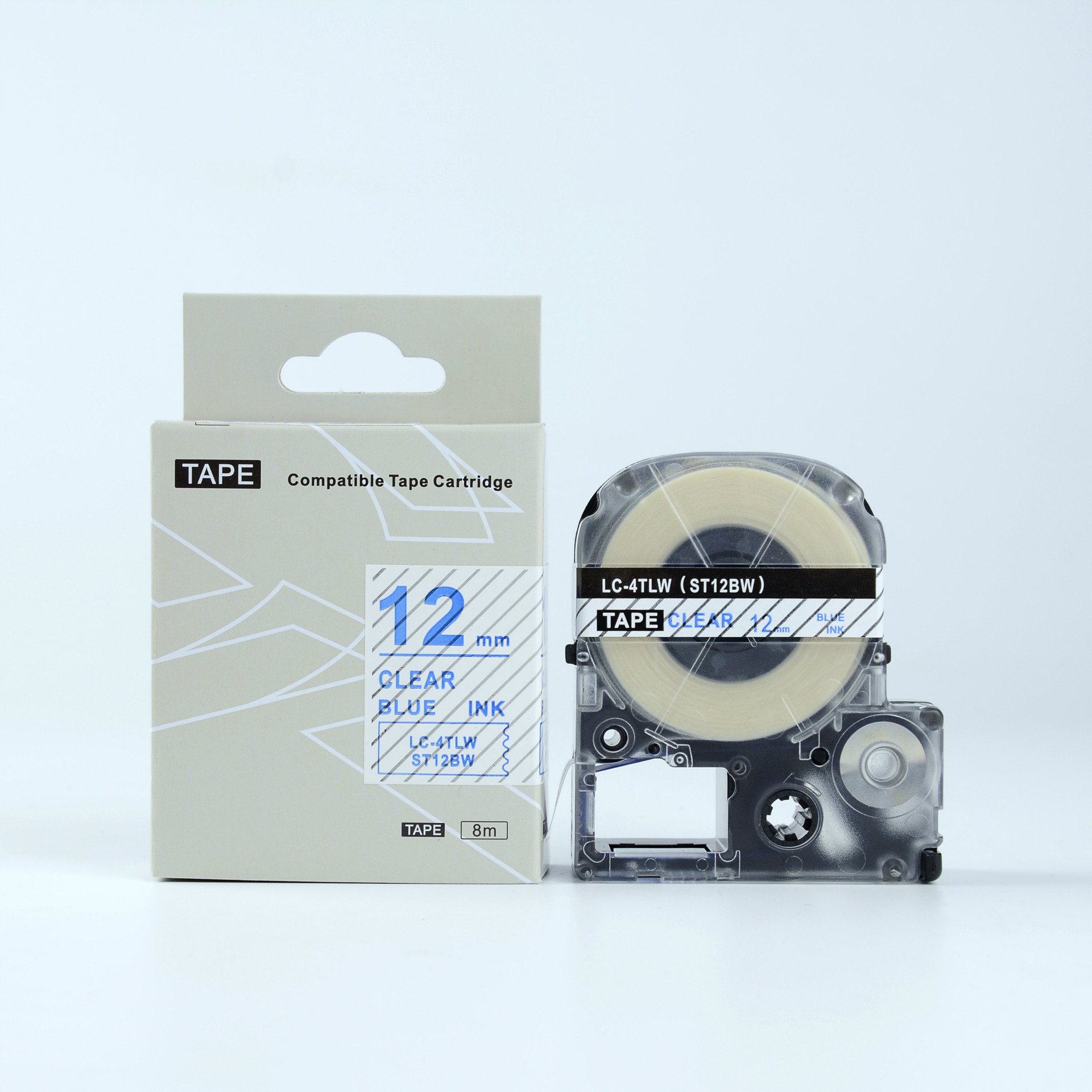 IDIK Compatible EPSON12mm LC-4TLN Label Tape Blue on Clear 12mm 8m lw300 400 500