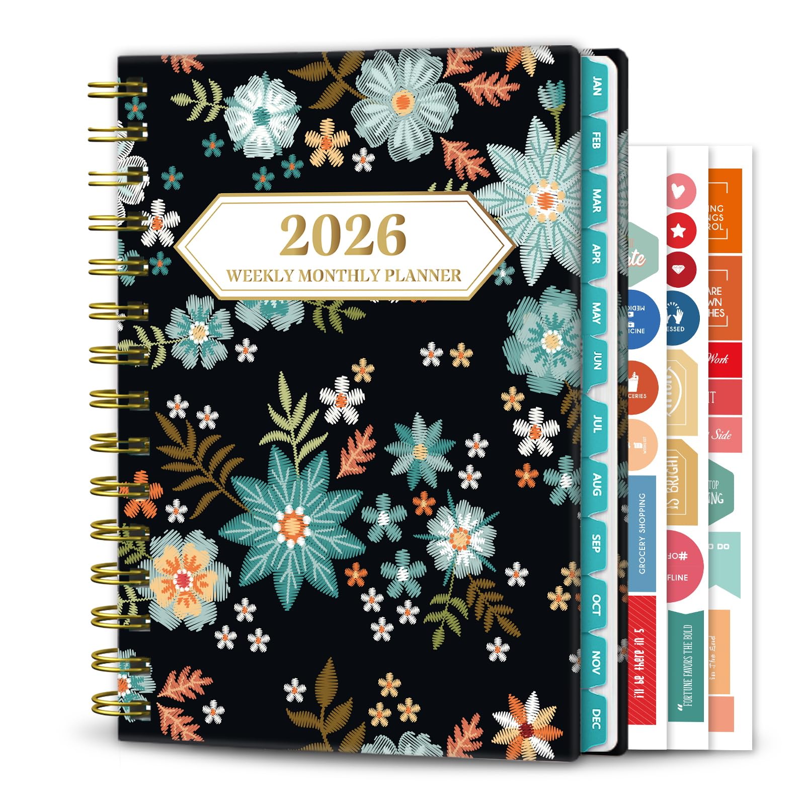 Ymumuda 2026 Planner, Daily Weekly and Monthly Planner，Jan 2026 - Dec 2026, 8.4" x 6.3", 2026 Calendar Planner Book with Tabs, Spiral Notebook with