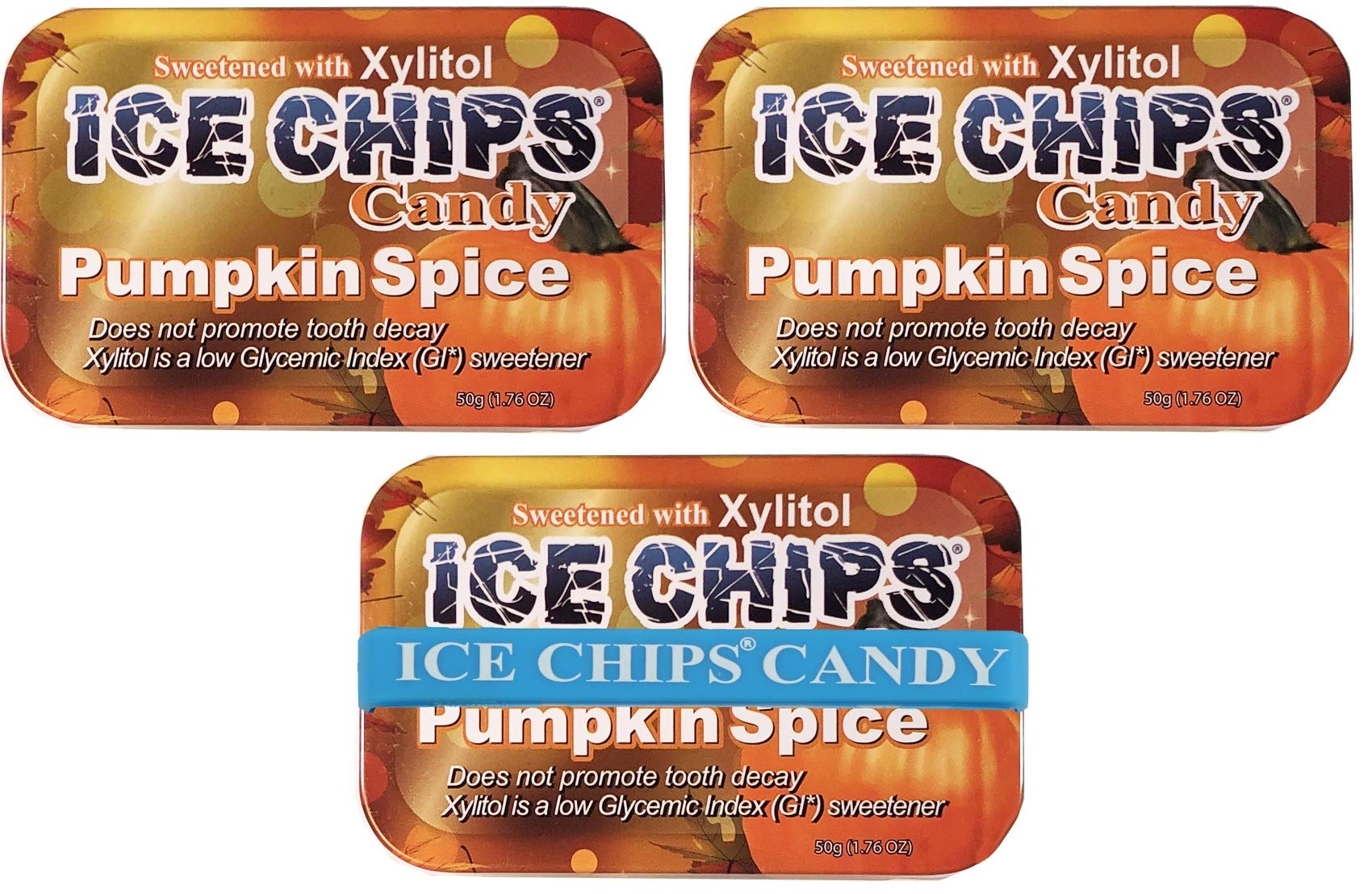 Xylitol Candy Tins (Pumpkin Spice, 3 Pack) - Includes BAND as shown