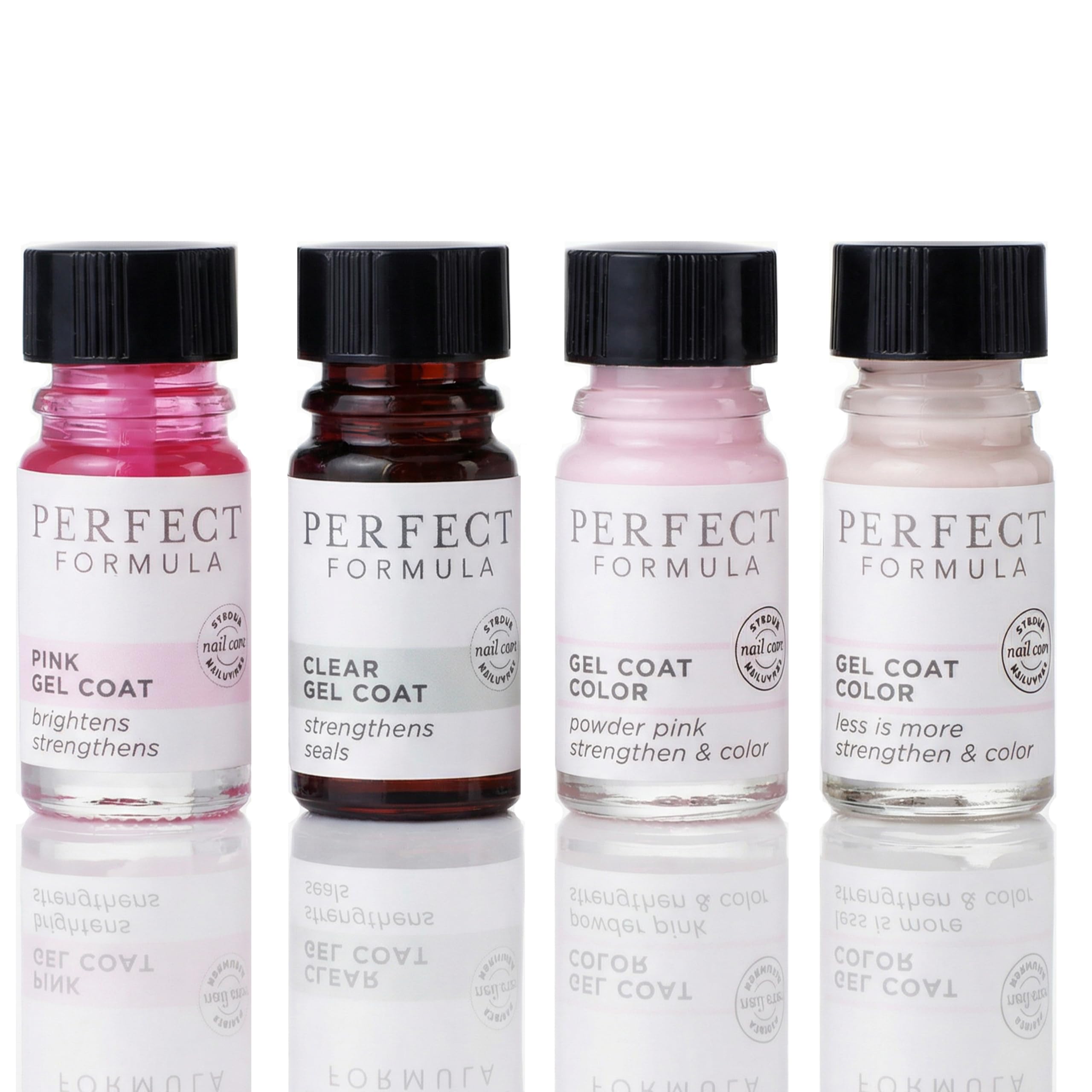 Perfect Formula Gel Coat Manicure Set - Nail Strengthener, Keratin Nail Treatment, Pink, Powder Pink, Taupe and Clear - Nail Strengthener for Damaged Nails - Made In The USA, 0.17 Fl Oz (4 Pieces) Multi 1 Count (Pack of 4)