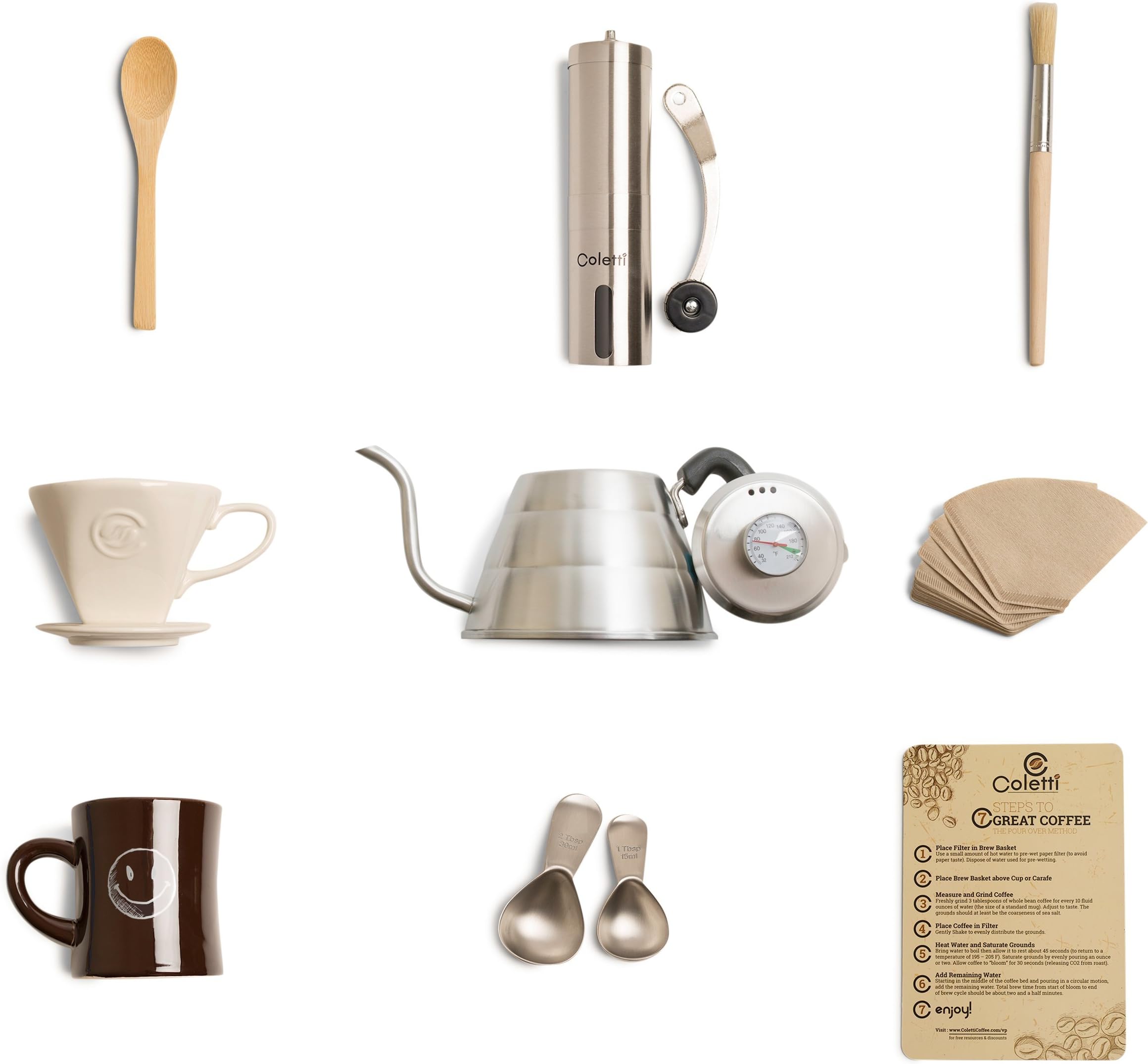 Coletti COL107 Complete 10 Piece Pour Over Coffee Set