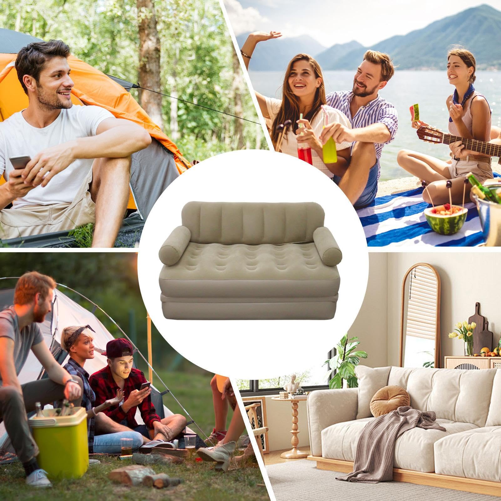 Aufblasbare Couch mit Kopfteil Und Auslaufventil | Camping Couch Zum Aufblasen Für Erwachsene Und Kinder, Indoor Und Outdoor, , Reisen, Wandern, Urlaub