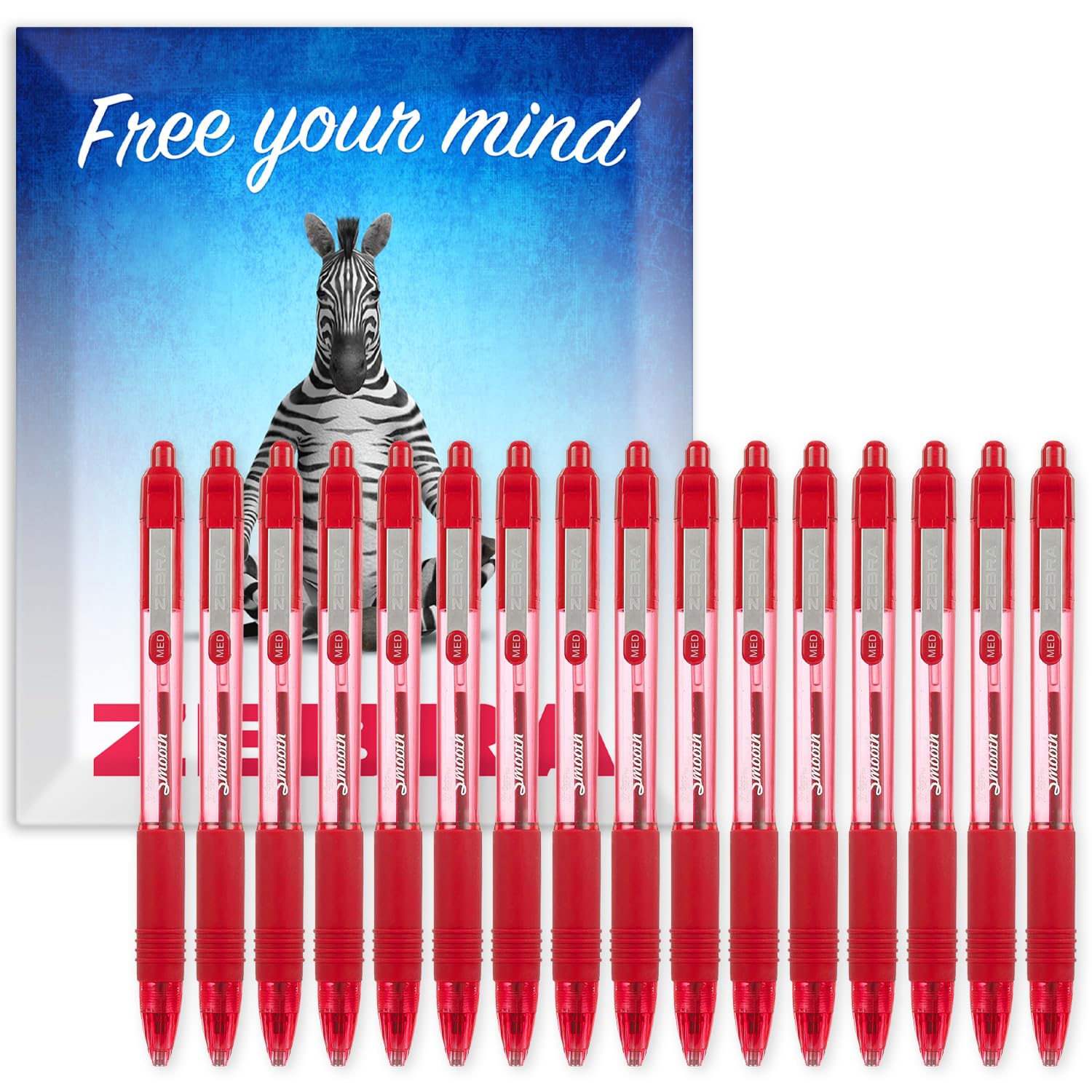 Zebra Z-Grip Smooth Ink Retractable Ballpoint Pen - 1.0mm Nib - Pack of 16 Pens - In Envelope Gift Packaging (Red) โ image 1