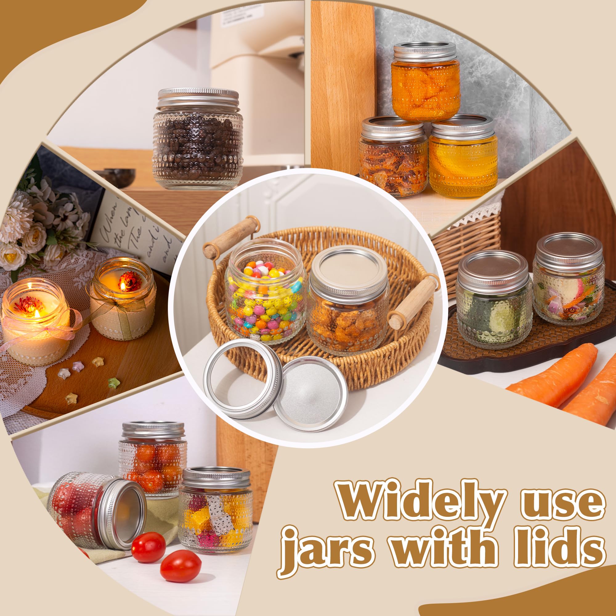 Vintage Mason Jars - 12 Pack 8oz with Lids -7 Vintage Mason Jars - 12 Pack 8oz with Lids -7