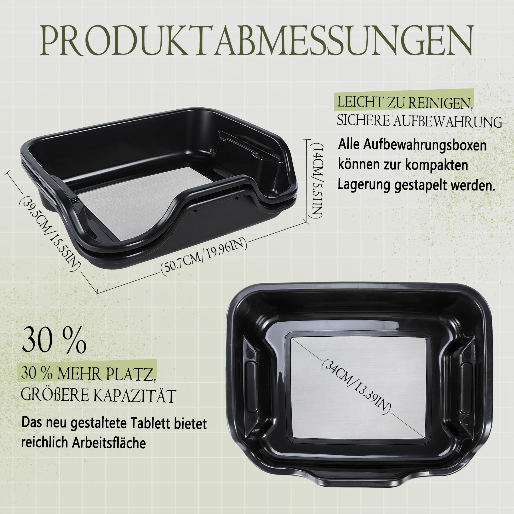 Trim Tray, Premium Trim Bin Set mit 150 Mikron Pollensieb, Ergonomische Trimm Schale, Enthält 4 Paar Scheren, 2 Antistatische Bürsten, Kartenlupe, 2 Stufiges Trockennetz, Gartenhandschuhe