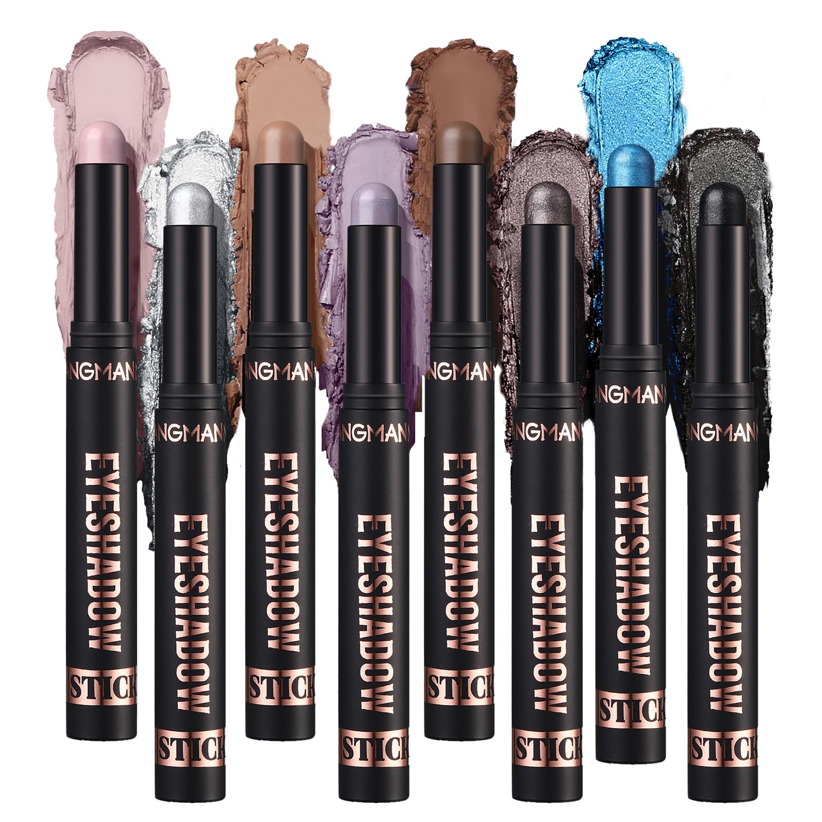 flintronic Eyeshadow Stick, 8 Farben Matt und Schimmernder Augen Make up Set, Hochpigmentierte Creme Lidschatten, Weiche Cremige Matte Schimmer Lidschatten Bleistift, Langanhaltend, Knitterfrei - C