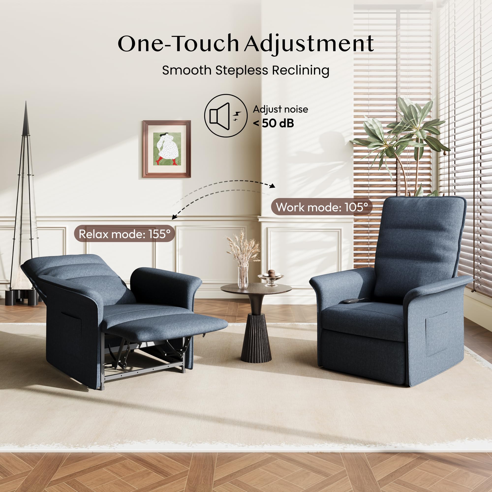 FLEXISPOT Fauteuil Relax Électrique, Fauteuil Inclinable avec Dossier Réglable 105°-155°, Fauteuil TV pour Chambre, Salon et Home cinéma, Gris Foncé