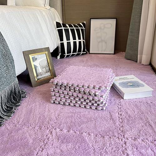 Vista 11 de 40 tapetes de felpa de espuma antideslizante de 12 x 12 pulgadas, cuadradas, suaves, entrelazadas, para decoración del hogar, azulejos de escalada