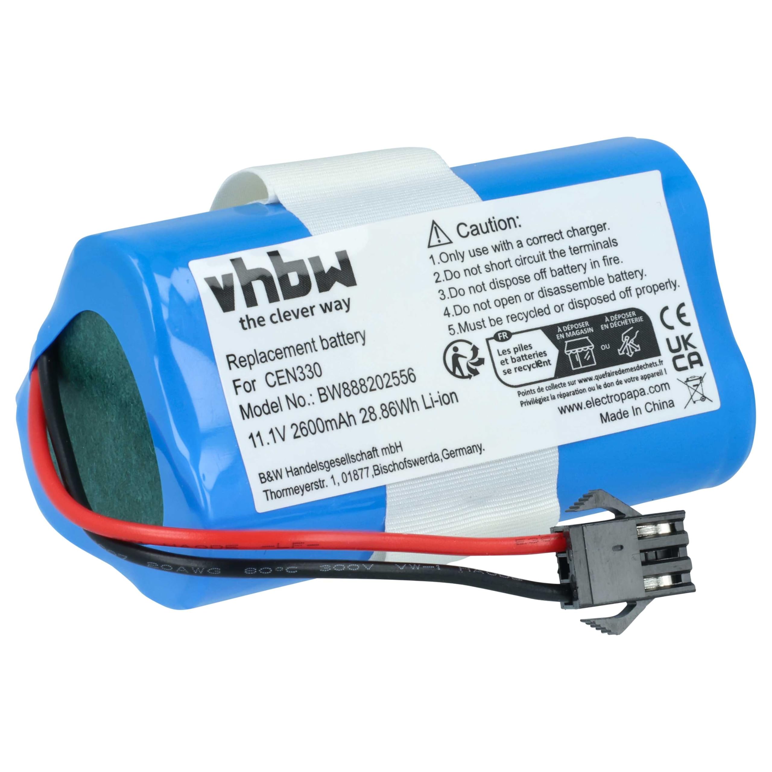 Batteria Di Ricambio Vhbw Per Ecovacs Deebot Slim 1/2/10 - 2600mAh, 10.8V, Li-Ion (sostituisce ZJ1450, DA60-Darfon)