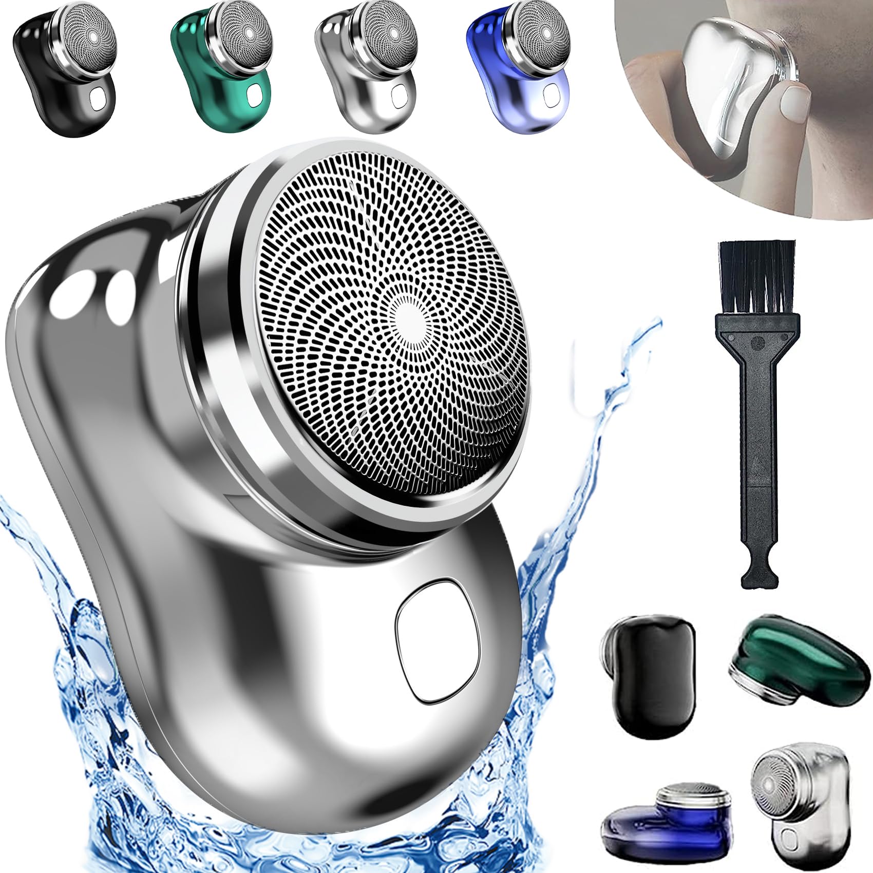 Zao Mini Shaver Men 2023, Zao Electric Razor for Men,Mini-Shave Portable Electric Shaver, Pocket Size Washable Electric Razor, Wet and Dry Electric Razor for Men (Sliver)