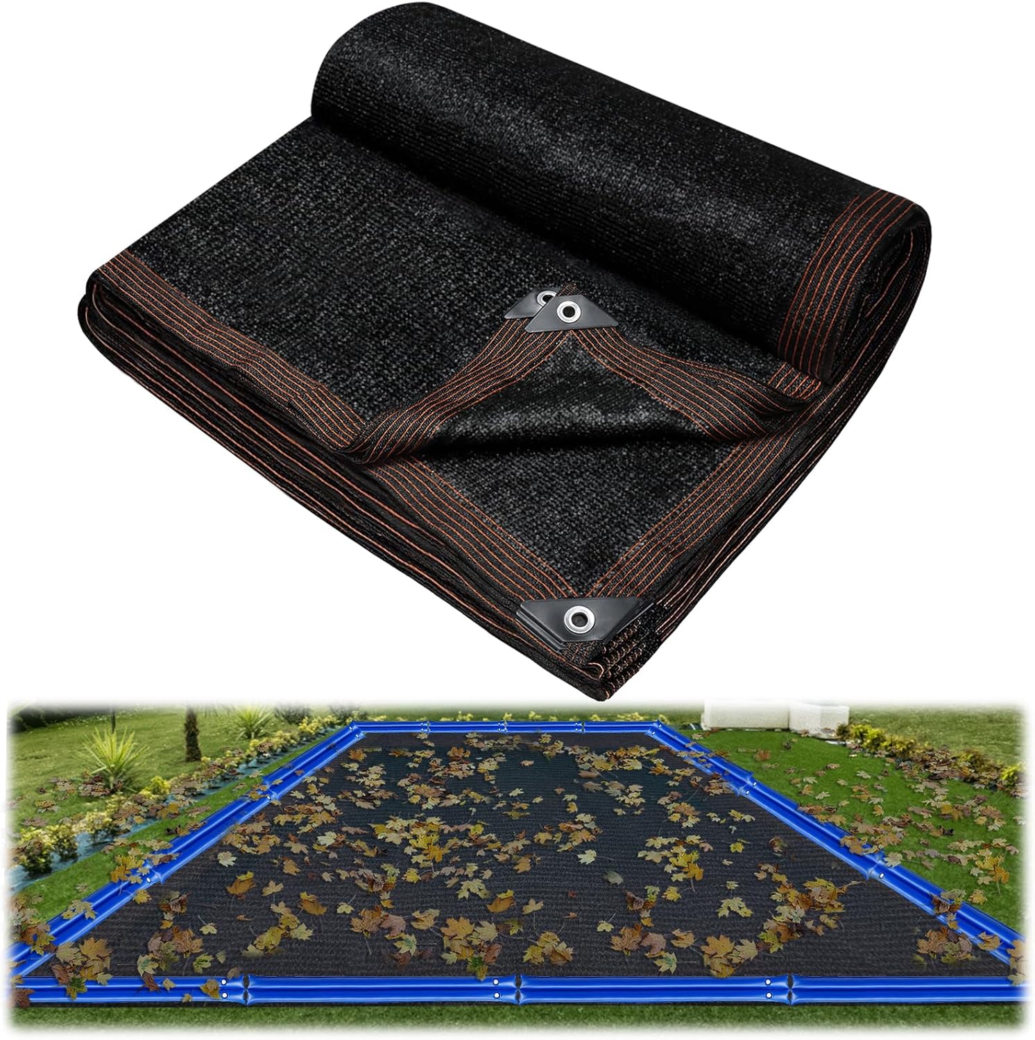 Riare 18x36 FT Pool Leaf Net Cover - Heavy-Duty Rectangle Mesh Pool Cover with Reinforced Grommets for Inground and Above Ground Winter Swimming Pools Cover for Catch Leaves, Blocks Debris 18×36FT