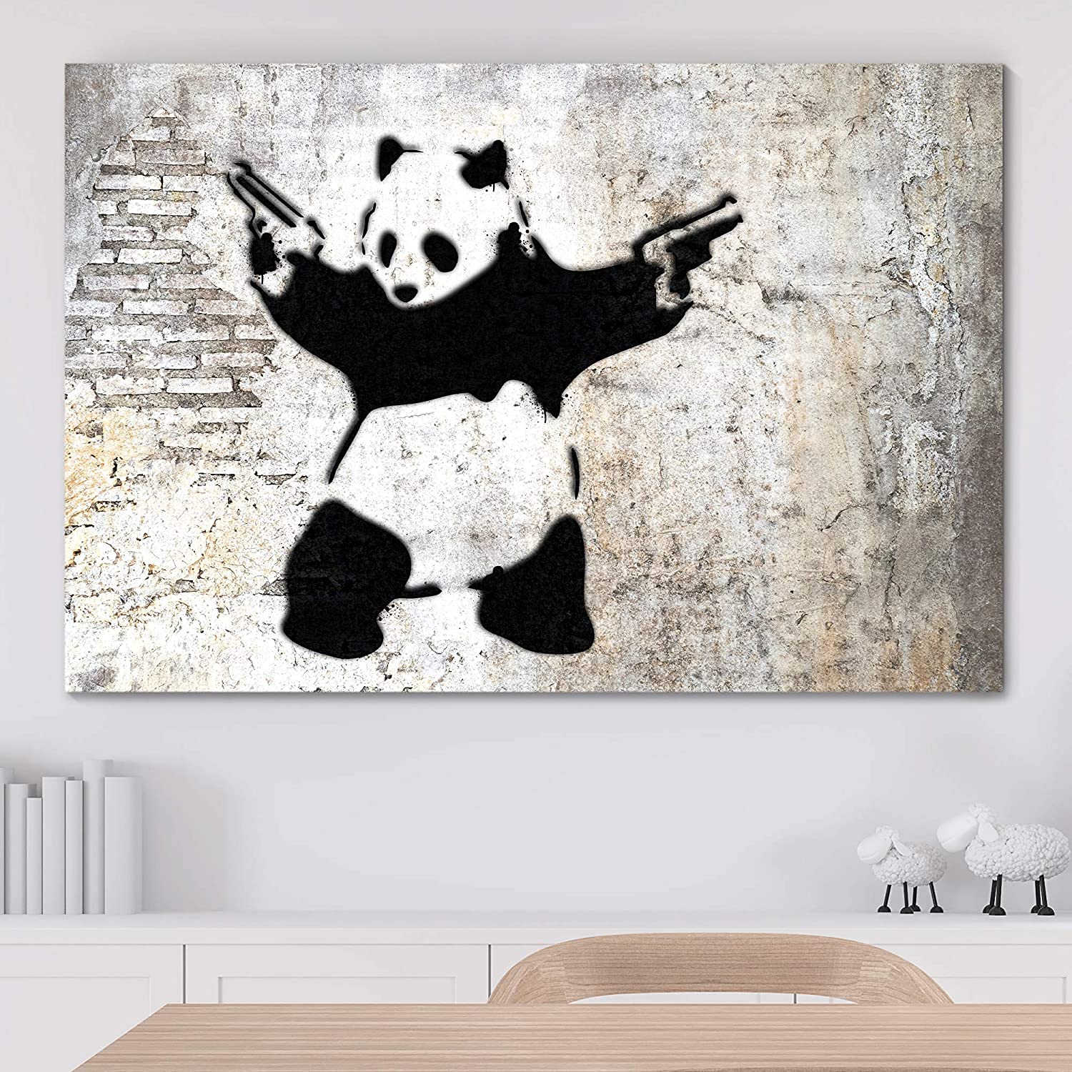 Banksy Graffiti Panda with Handguns Wall Picture Street Pop
