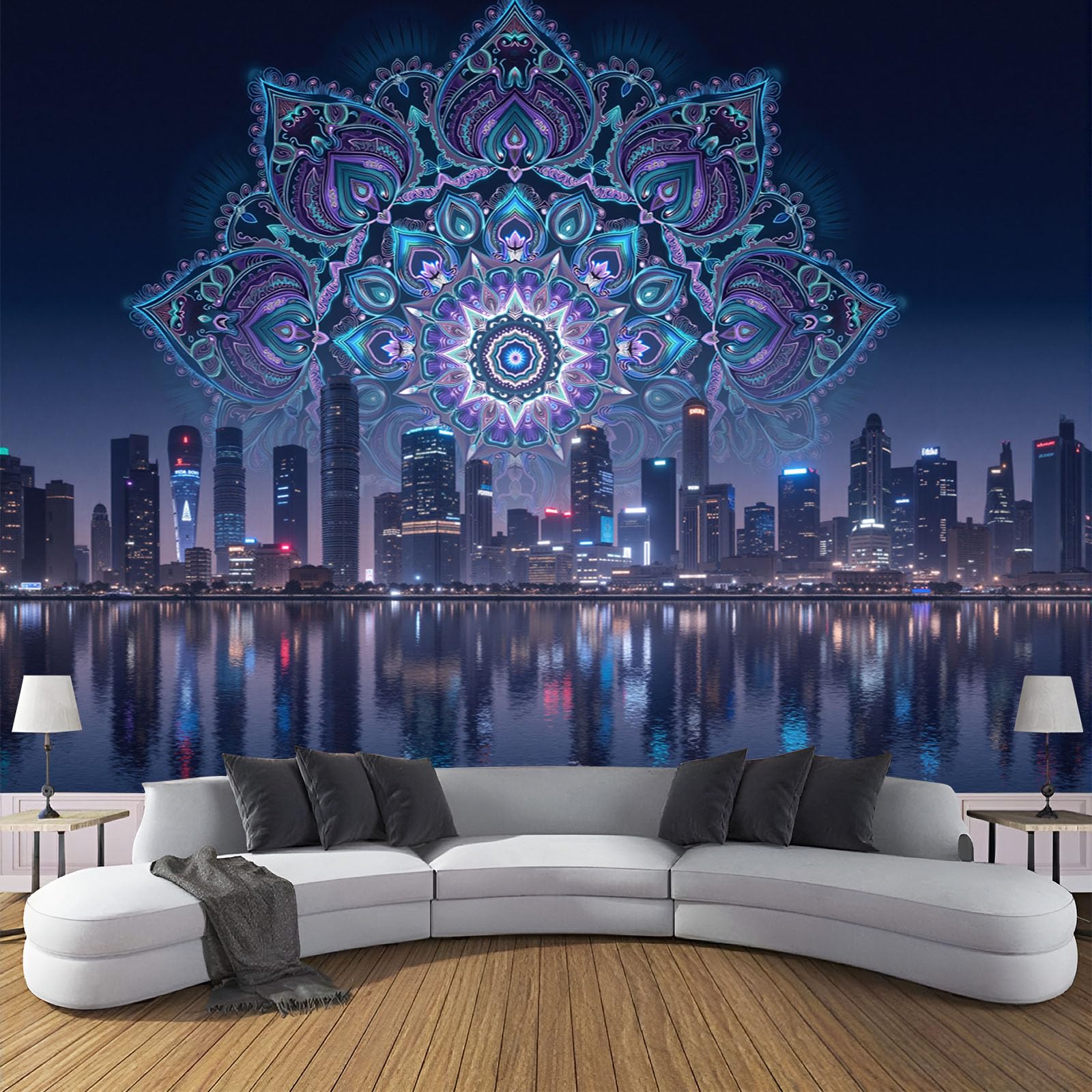 Papier peint panoramique pour agrandir une pièce sombre fresque murale 350x256cm
