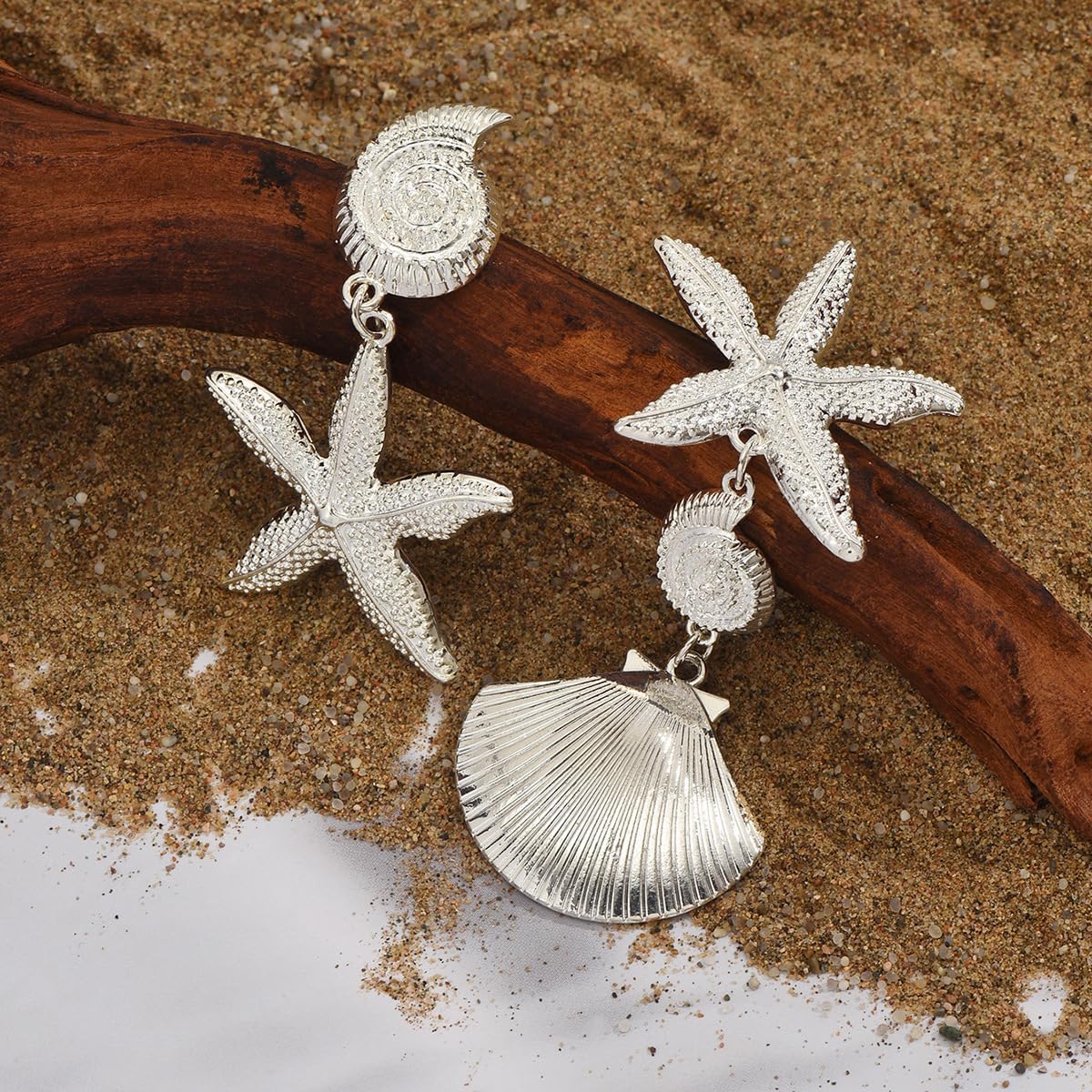 Gold Shell Starfish Dangle Earring Asymmetric Summer Earrings for Women Ocean Beach Party Jewelry - Image 4