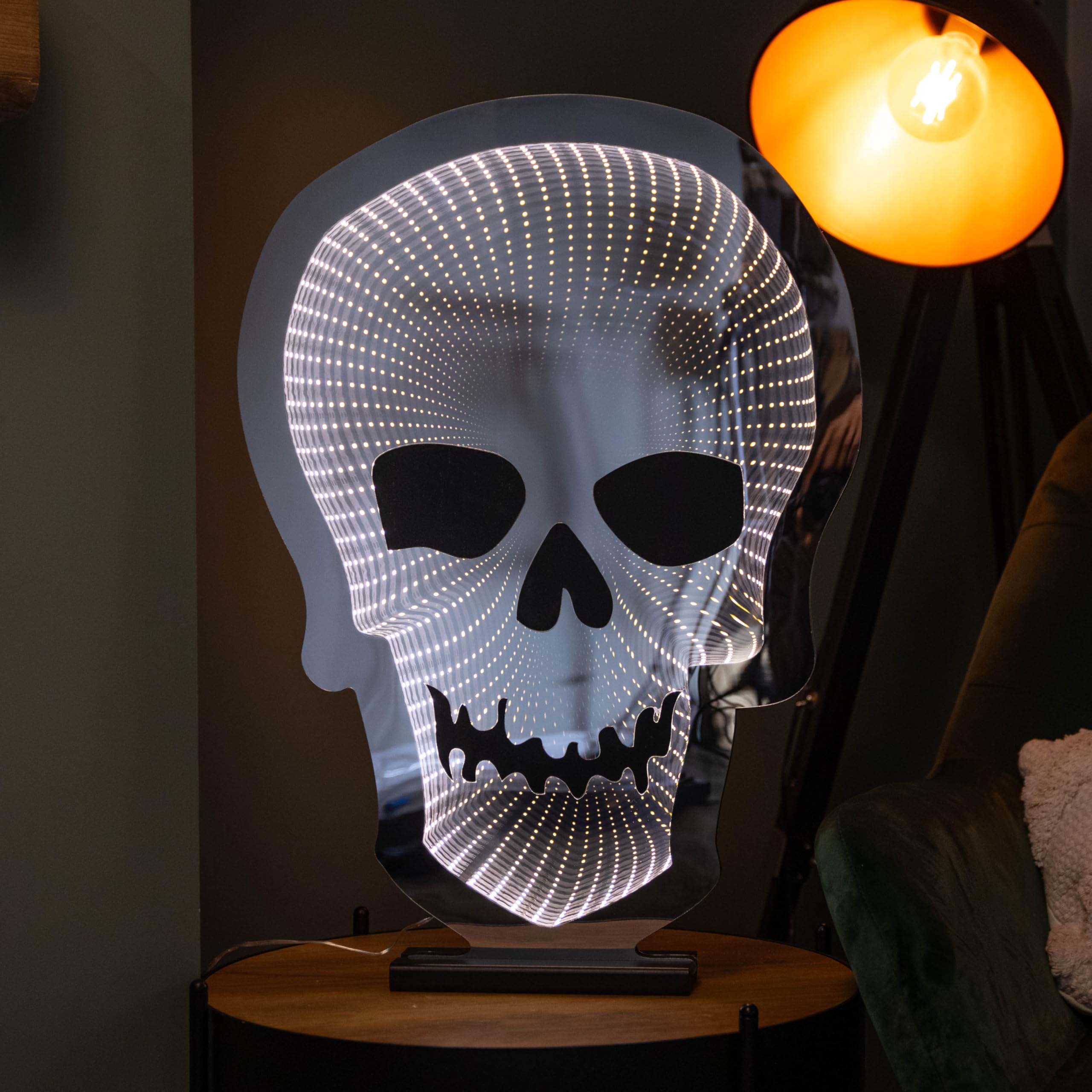 Samuel Alexander Halloween Skull Infinity Light Decoration - 60cm - Warm White LED