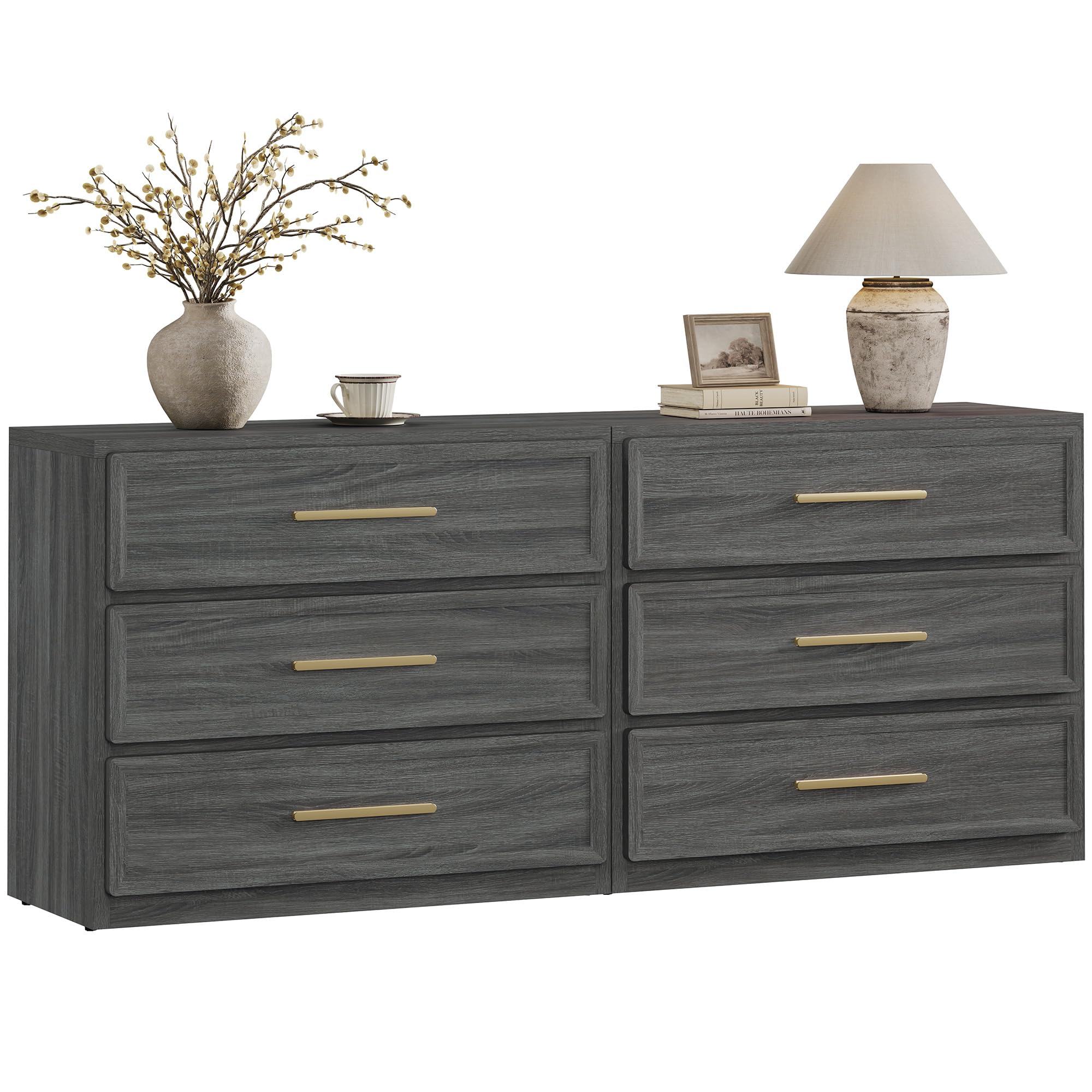 SICOTAS Night Stand Set 2 Oversized Extra Large Nightstands Set of 2 Tall Bedside Side Table with 3 Drawers Storage Modern End Tables Wide Night