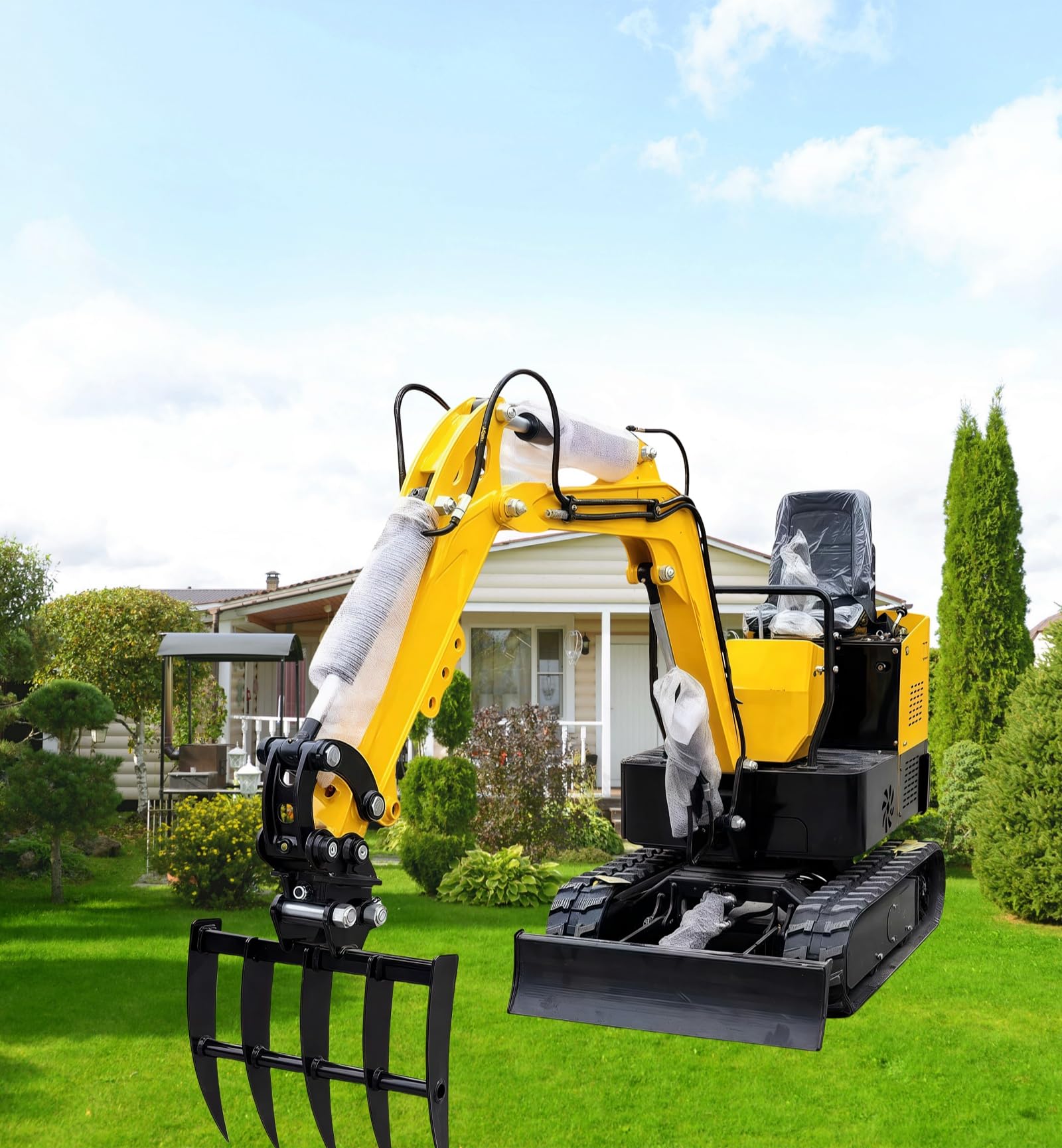 Accesorio de rastrillo para mini excavadora y retroexcavadora hidráulica ancha, inclinable para máquinas de 0.8 a 2 toneladas, diámetro