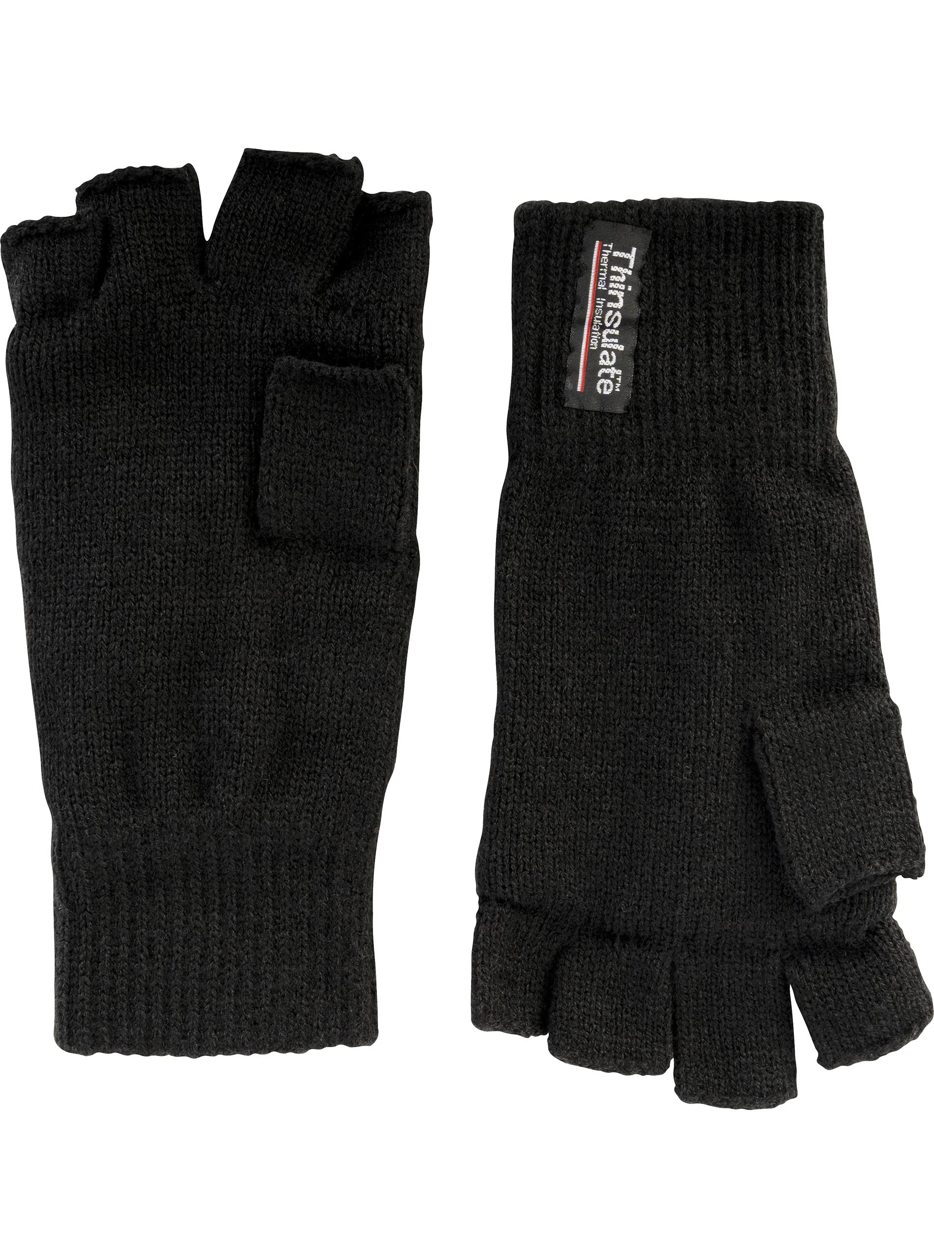 JACK PYKE Thinsulate Fingerless Mitts - Black, Unisex Adults, Acrylic, Mitts, One Size