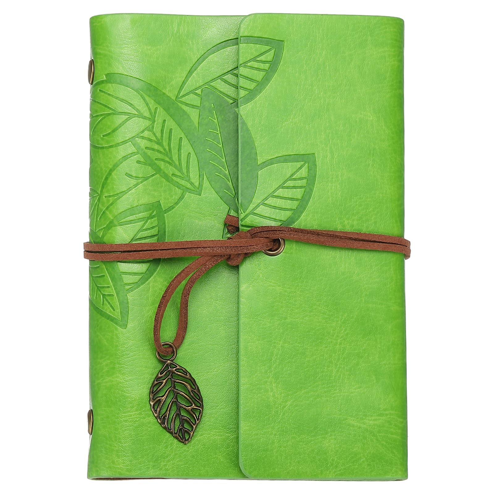 PATIKIL A7Leather Cover Loose Leaf Journal Notebook, 5.8x4 Inch Travel Refillable Leather Diary Scrapbook Gift with 100GSM Blank Kraft Paper for Office Daily Writing Business, Green
