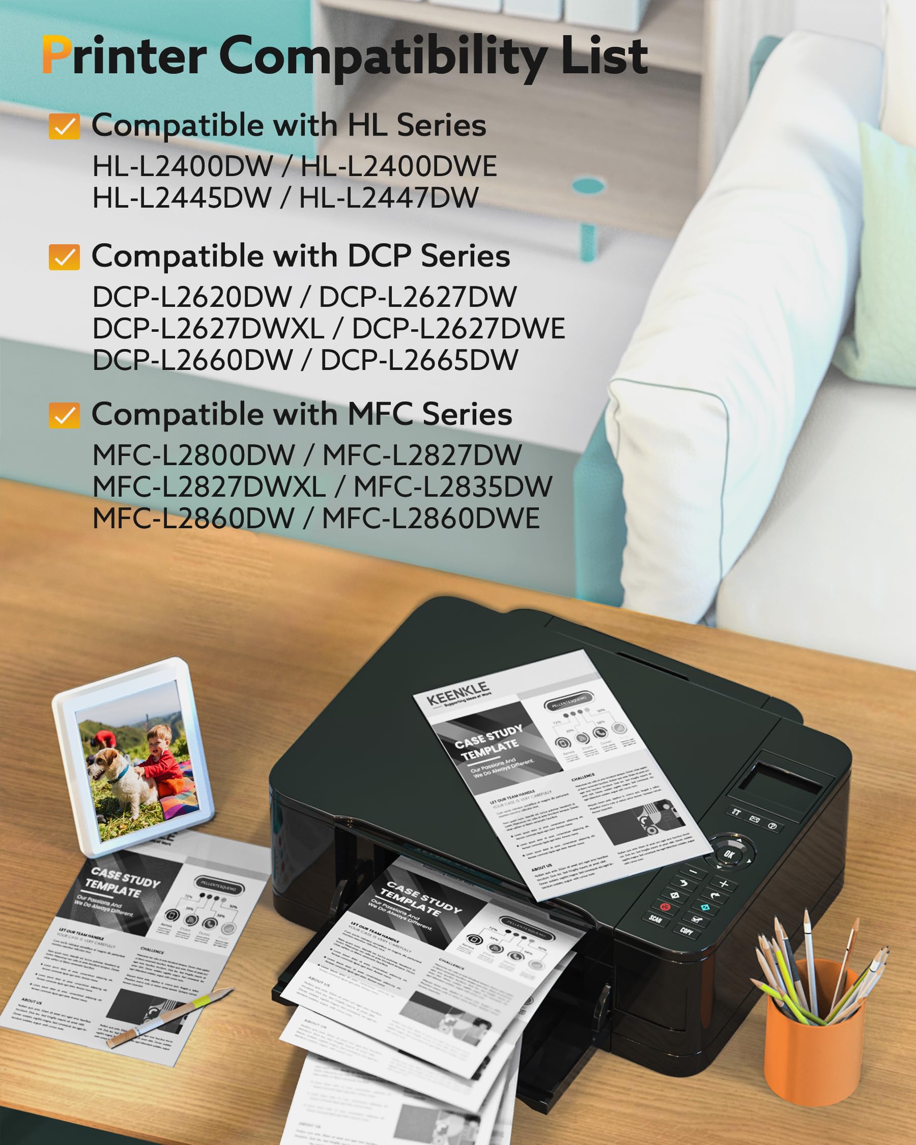 KEENKLE TN2510 TN2510XL Compatible Toner for Brother TN2510 TN-2510 XL for MFC-L2827DW MFC-L2800DW HL-L2400DWE MFC-L2835DW MFC-L2860DWE HL-L2445DW DCP-L2665DW DCP-L2620DW DCP-L2666 00DW DW (Black, 1 - 3
