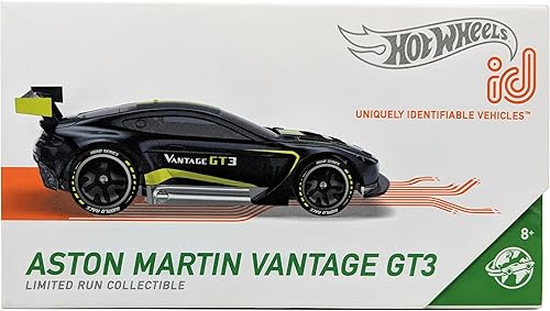 Hot Wheels Vehículo de identificación, Aston Martin GT3 Vantage a escala 1:64 con chip NFC integrado, colección World Race, juego físico y digital