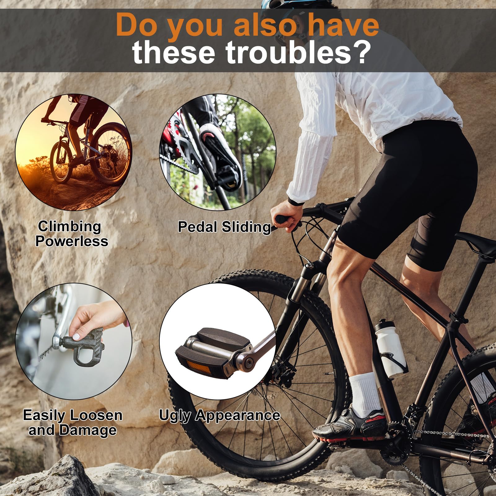 Pedały MTB, Romon wysokiej jakości aluminiowe pedały rowerowe i uszczelnione łożyska, obrabiane CNC płaskie pedały 9/16 z wyjmowanymi antypoślizgowymi gwoździami dla początkujących, rowerów szosowych,